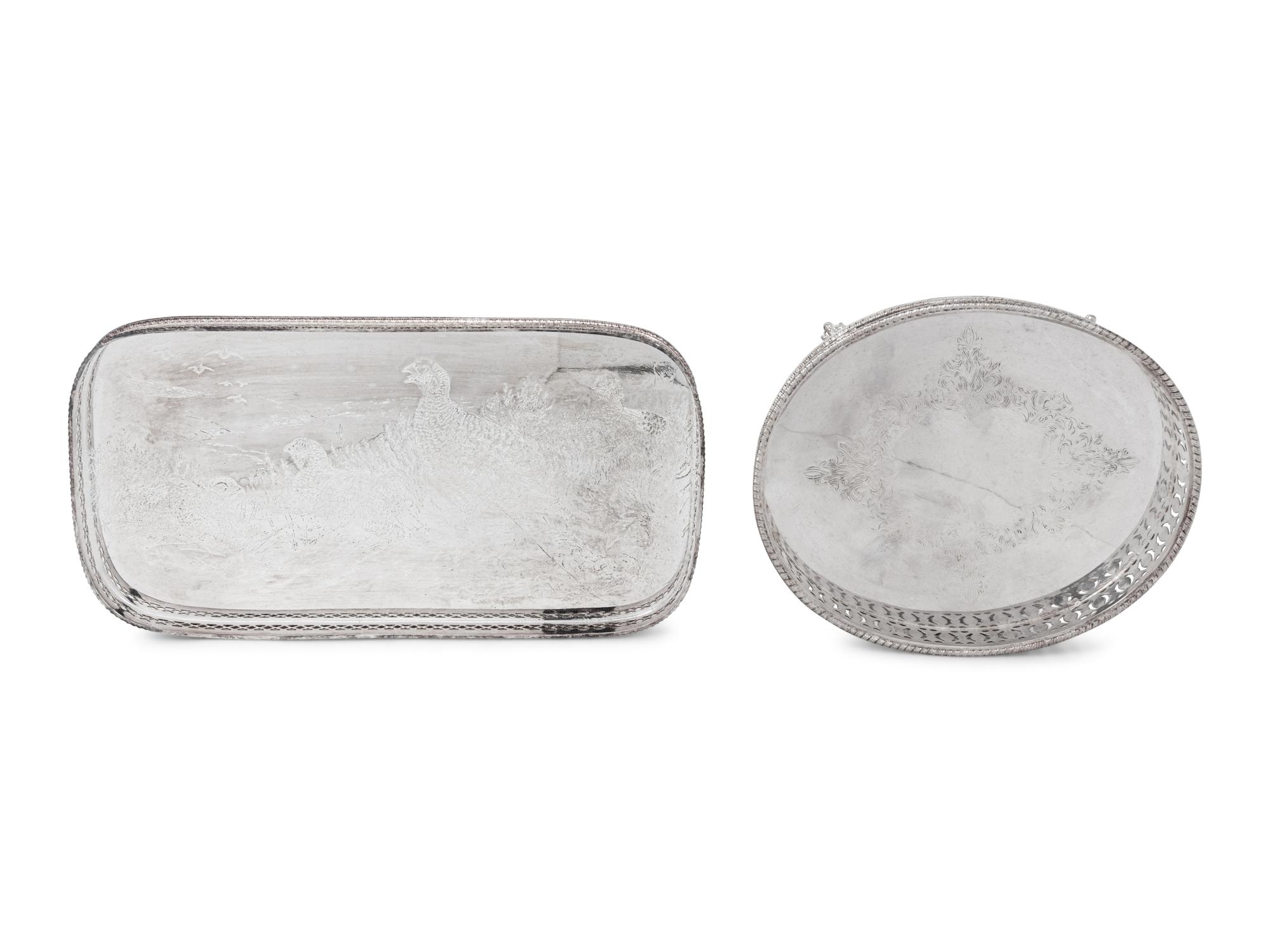 Two English Silver-Plate Trays