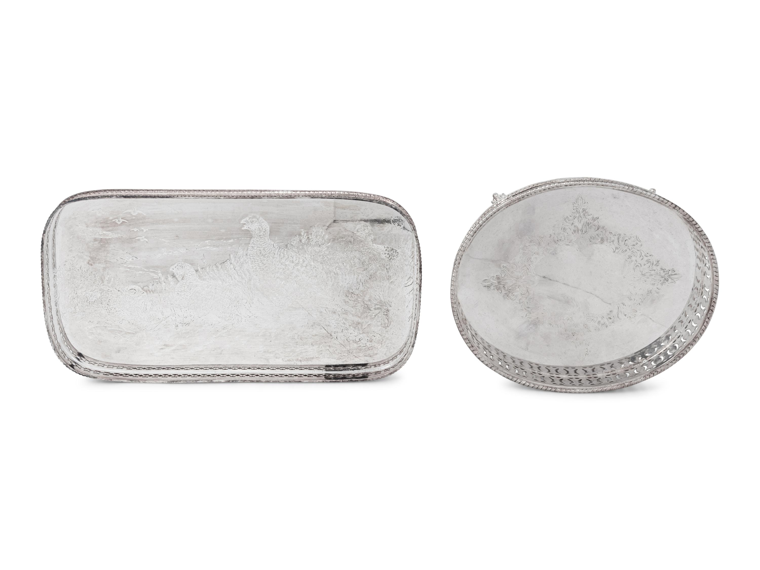 Two English Silver-Plate Trays