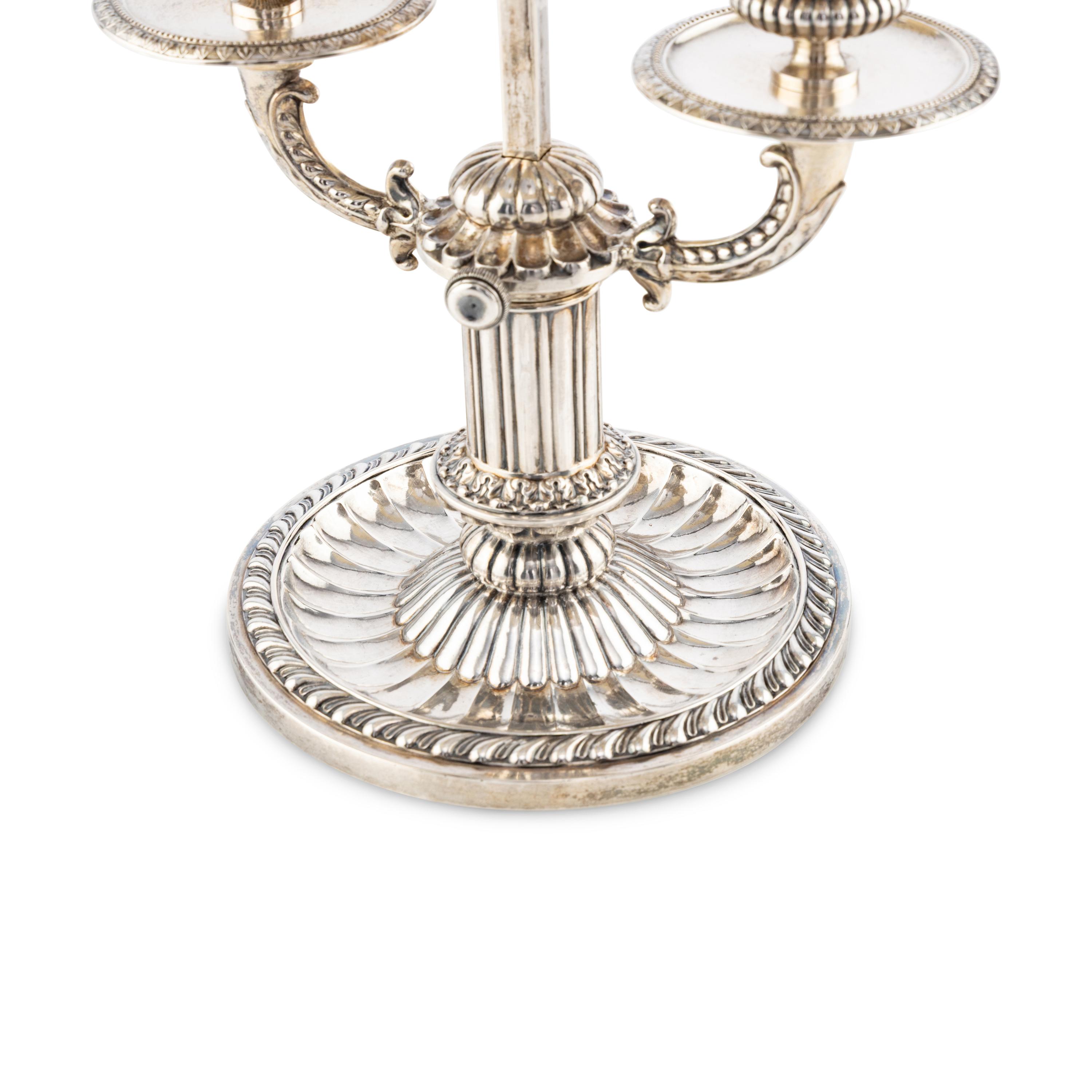 A Swedish Silver Bouillotte Candelabrum