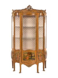 A Louis XV Style Gilt Metal Mounted Painted Vitrine