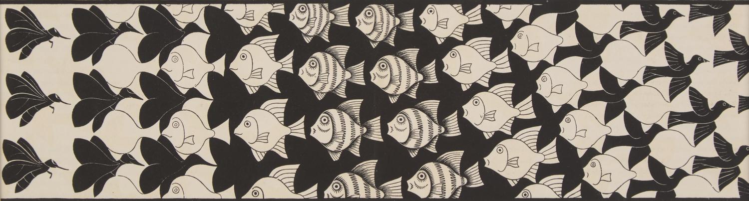M.C. Escher (Dutch, 1898-1972) — Metamorphosis II (from Regelmatige Vlakerdeling ( Regular Division of the Plane) ) , 1958