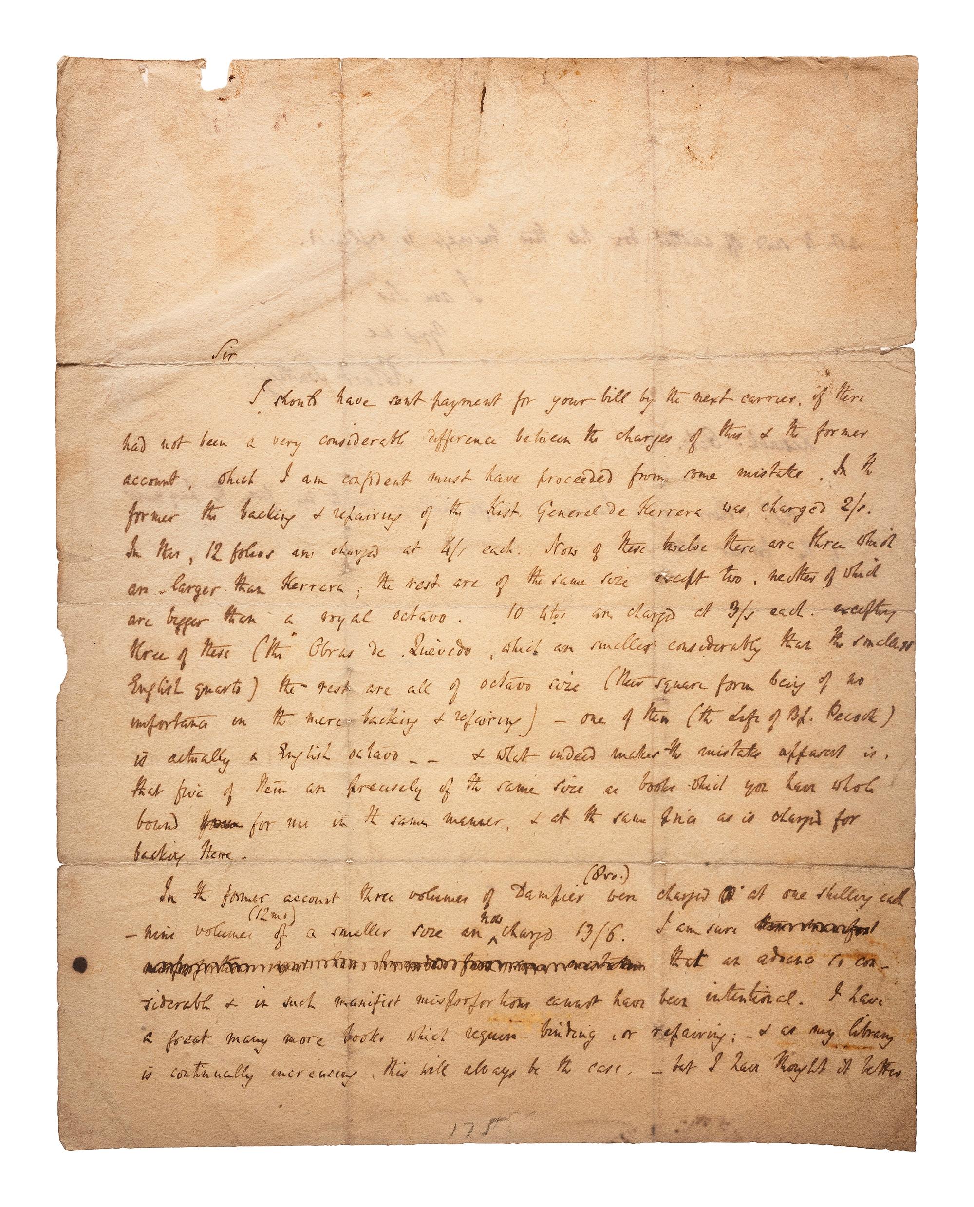 SOUTHEY, Robert (1774-1843). Autograph letter signed ("Robert Southey"). Keswick [England], 13 October [no year].