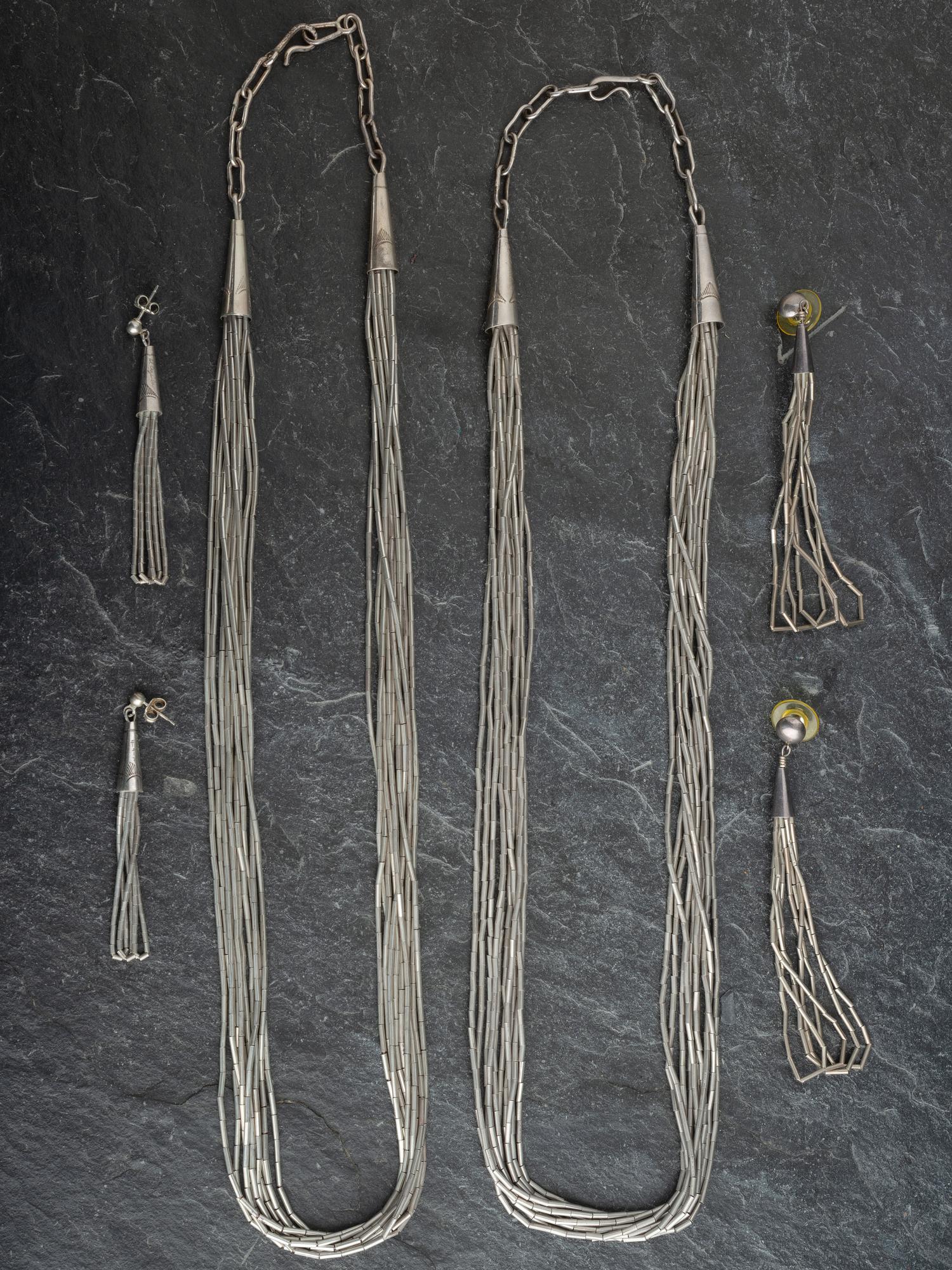 Liquid Silver Necklace and Earrings, PLUS