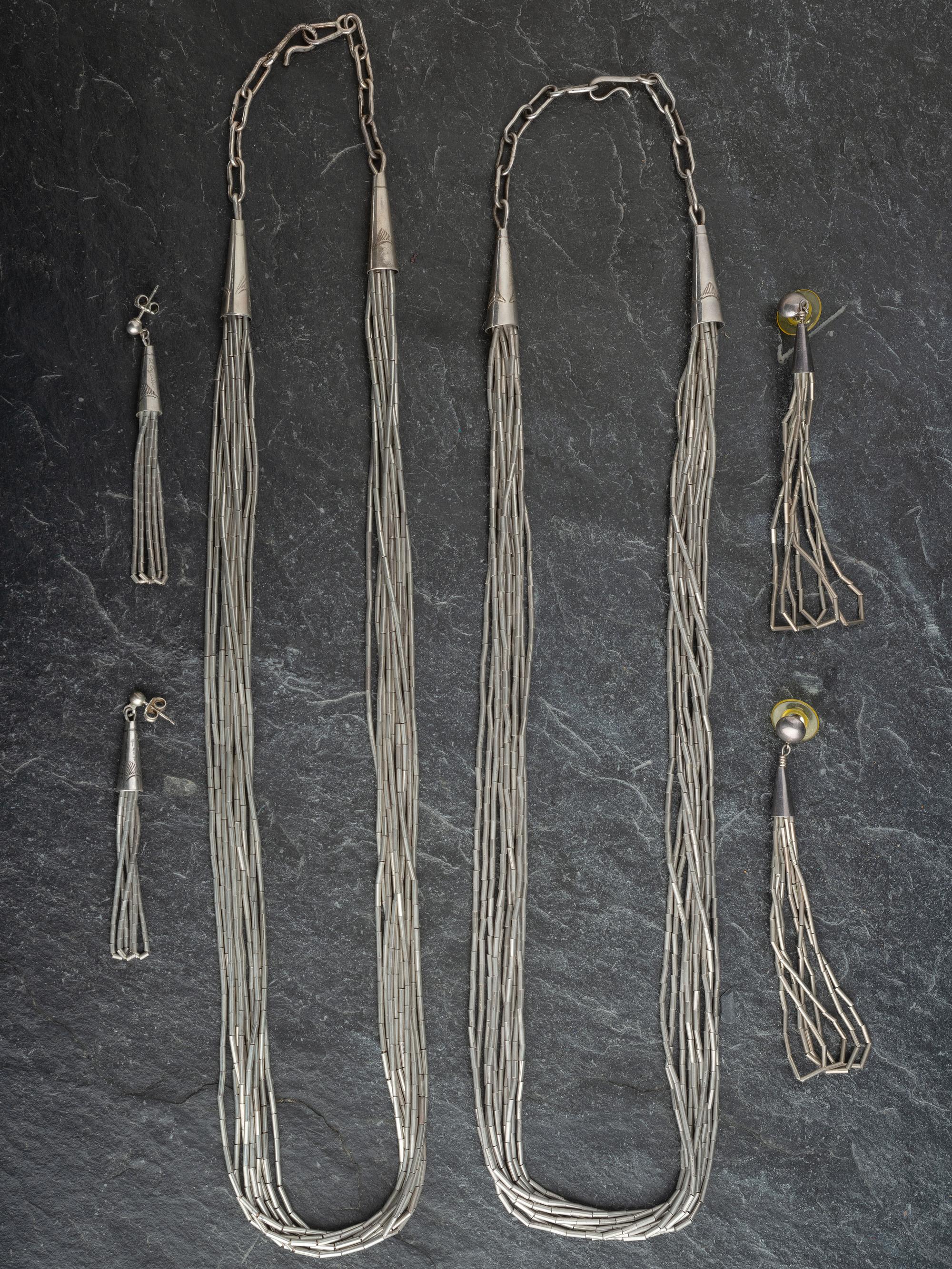 Liquid Silver Necklace and Earrings, PLUS