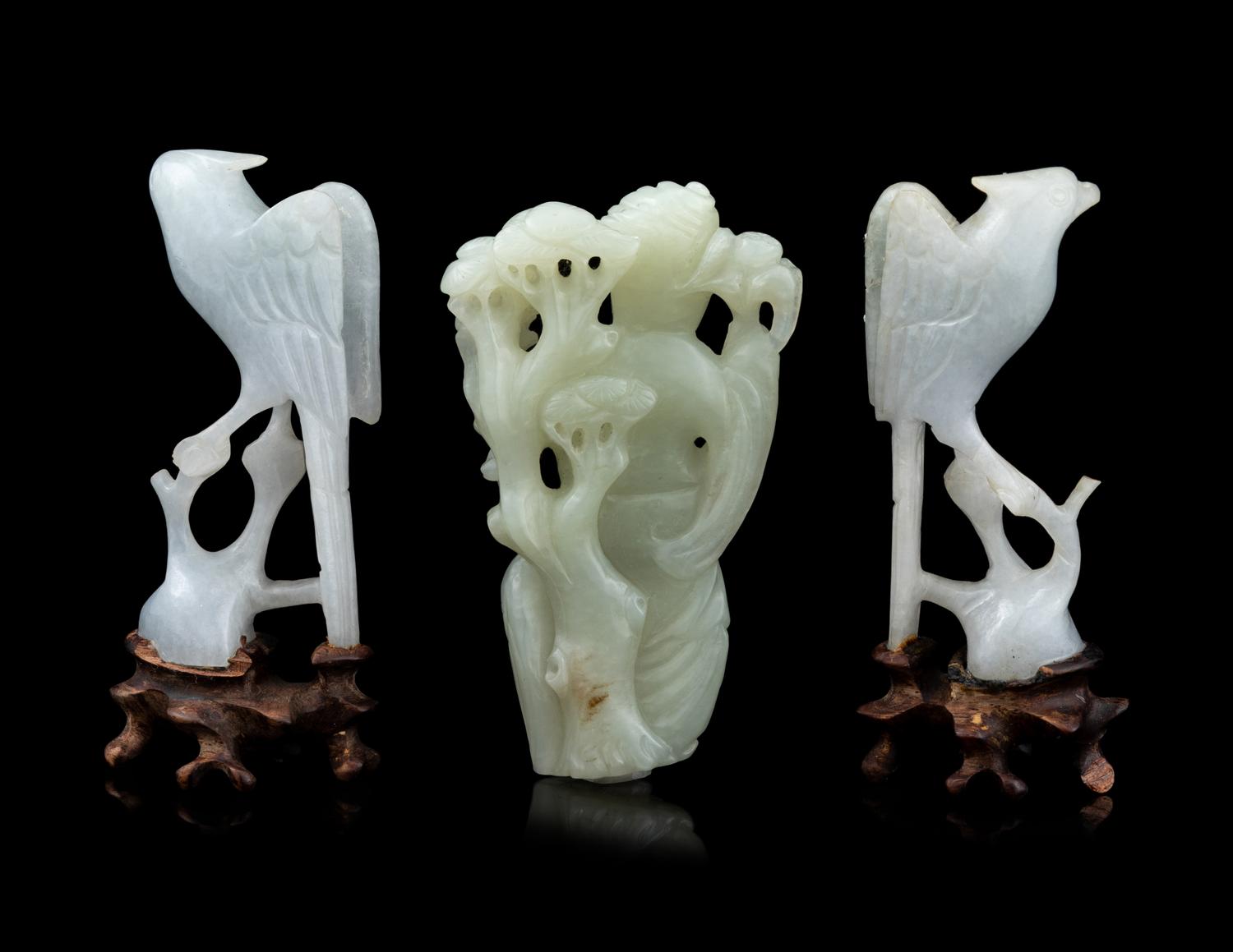 Three Chinese Jade and Jadeite Carvings