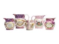 Five Sunderland Luster Jugs