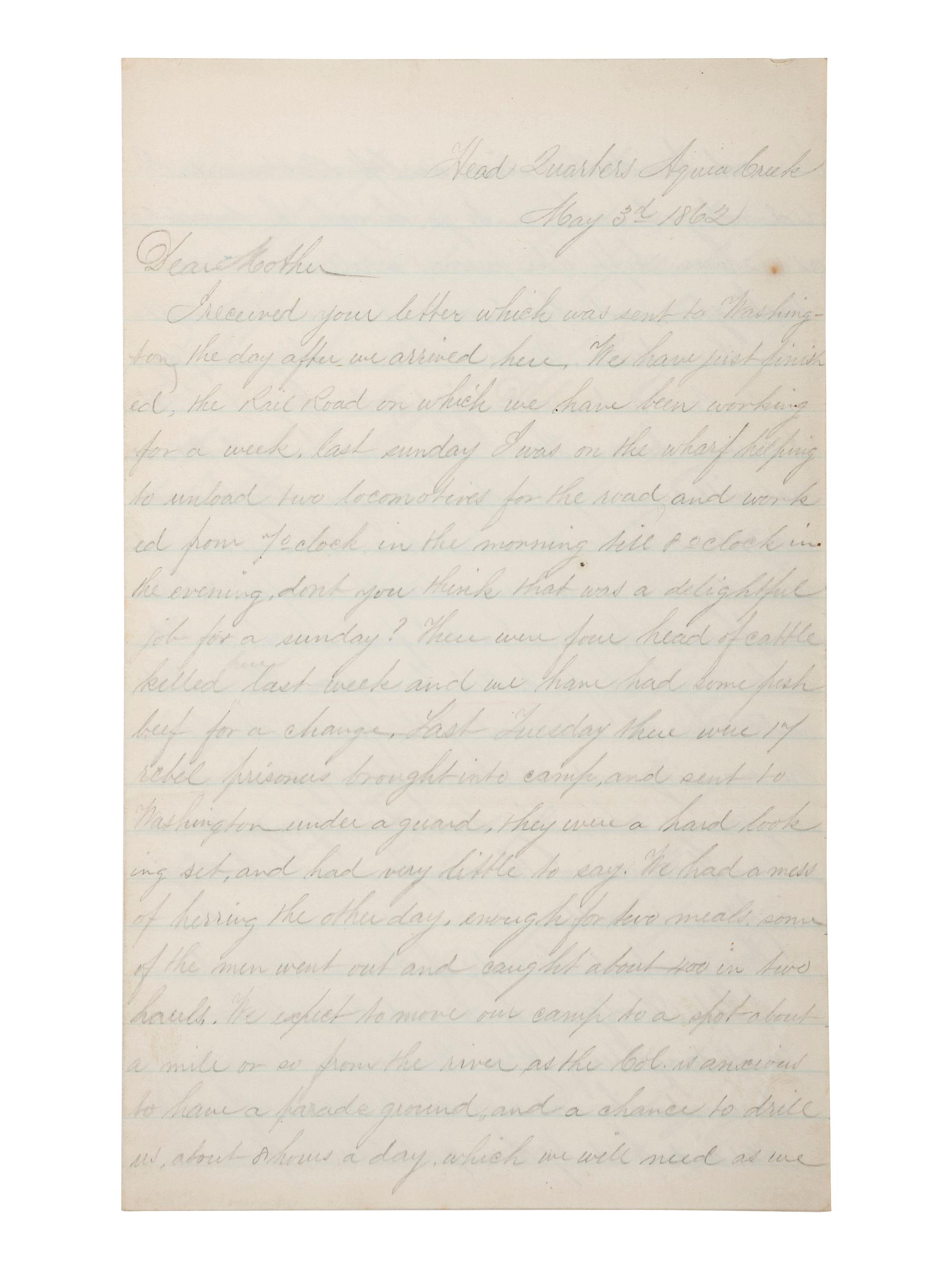 [CIVIL WAR]. Archive related to Albert Campbell Johnston and Nathaniel Dillhorn, 90th Pennsylvania Volunteers, incl. letter detailing the Battle of Cedar Mountain.