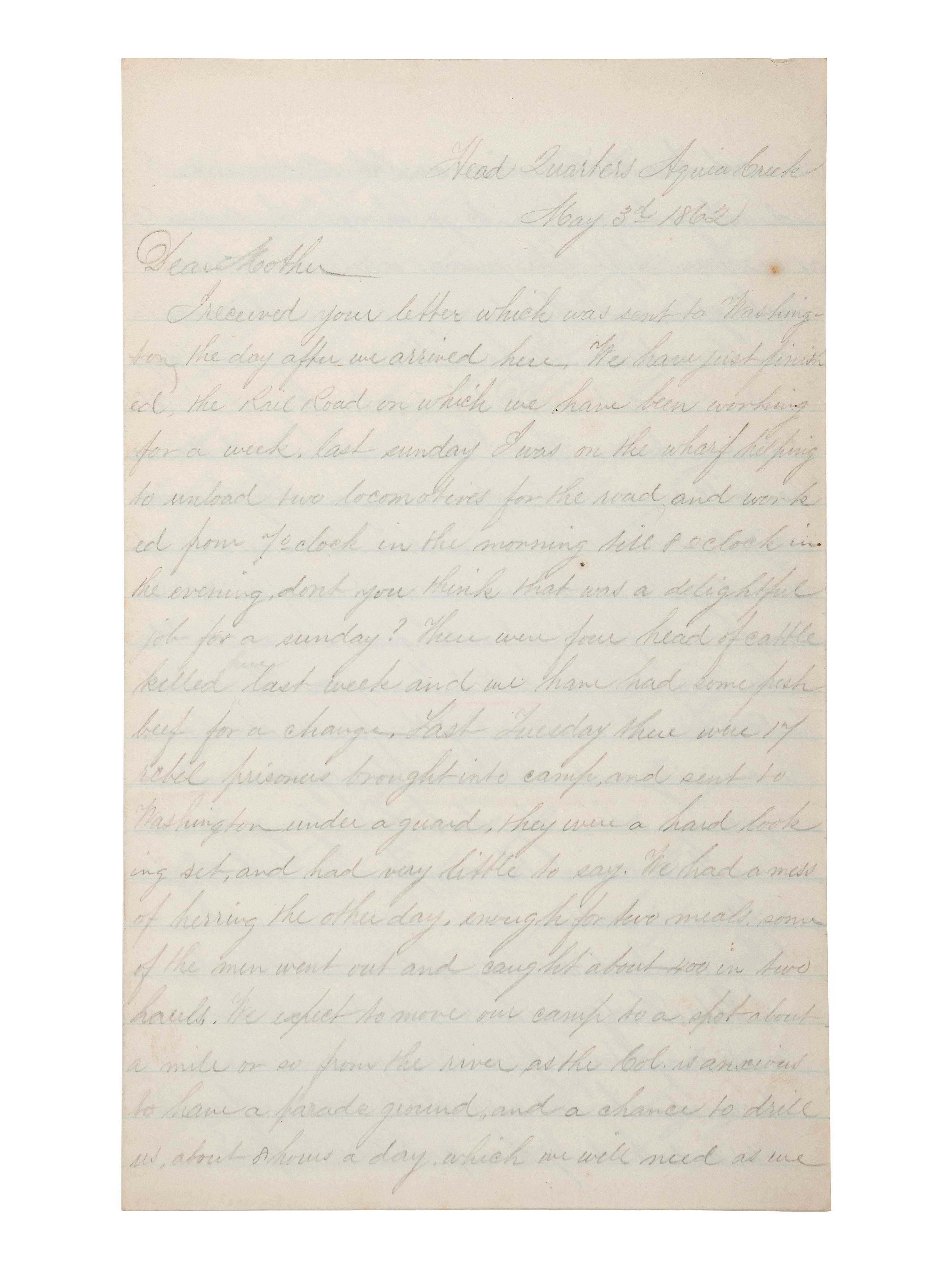 [CIVIL WAR]. Archive related to Albert Campbell Johnston and Nathaniel Dillhorn, 90th Pennsylvania Volunteers, incl. letter detailing the Battle of Cedar Mountain.