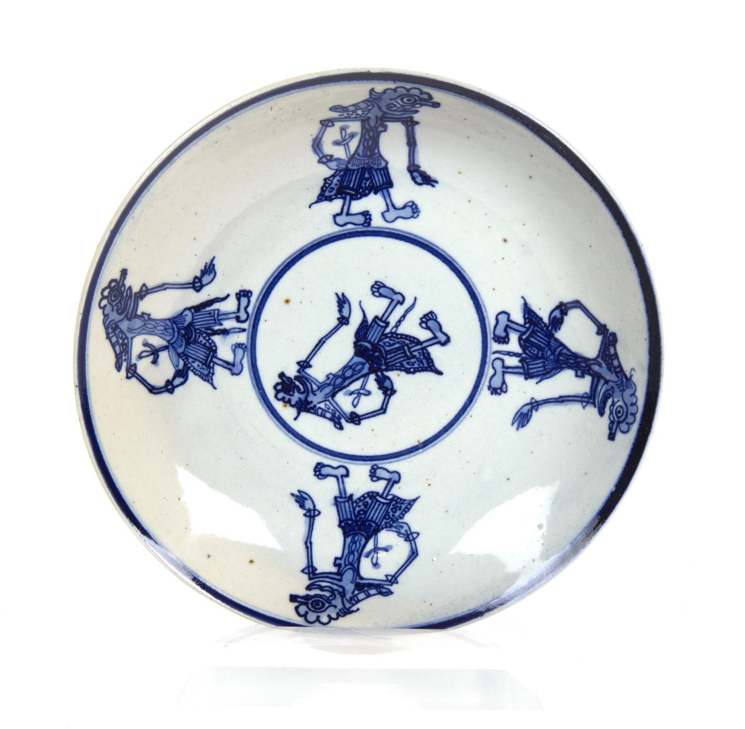 A Southeast Asian Blue and White Pottery Shallow Bowl Diameter 9 1/2 inches. — 20TH CENTURY