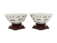 A Pair of Famille Rose 'Butterfly' Bowls