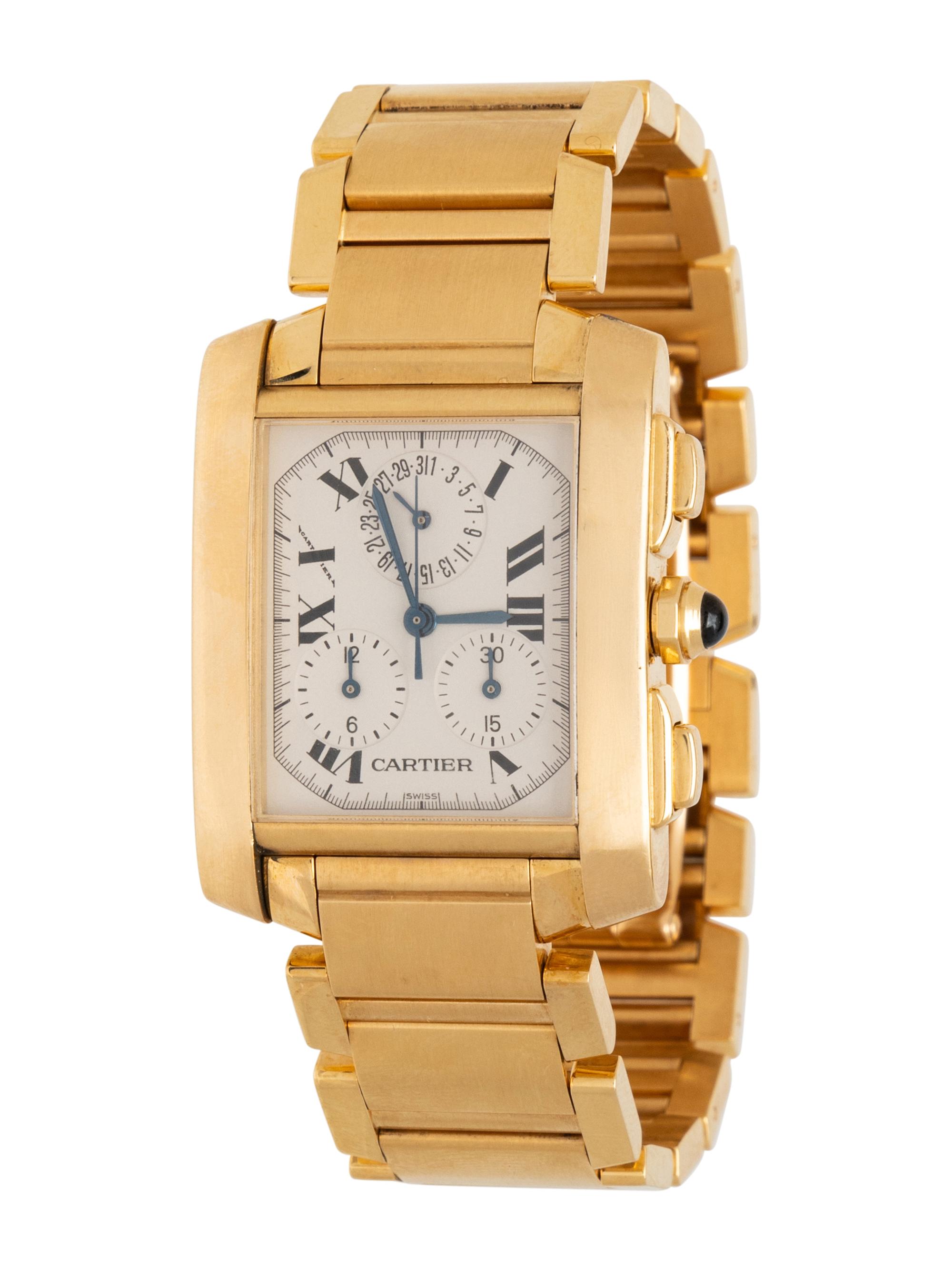 CARTIER, 18K YELLOW GOLD 'TANK FRANCAISE' CHRONOGRAPH WATCH