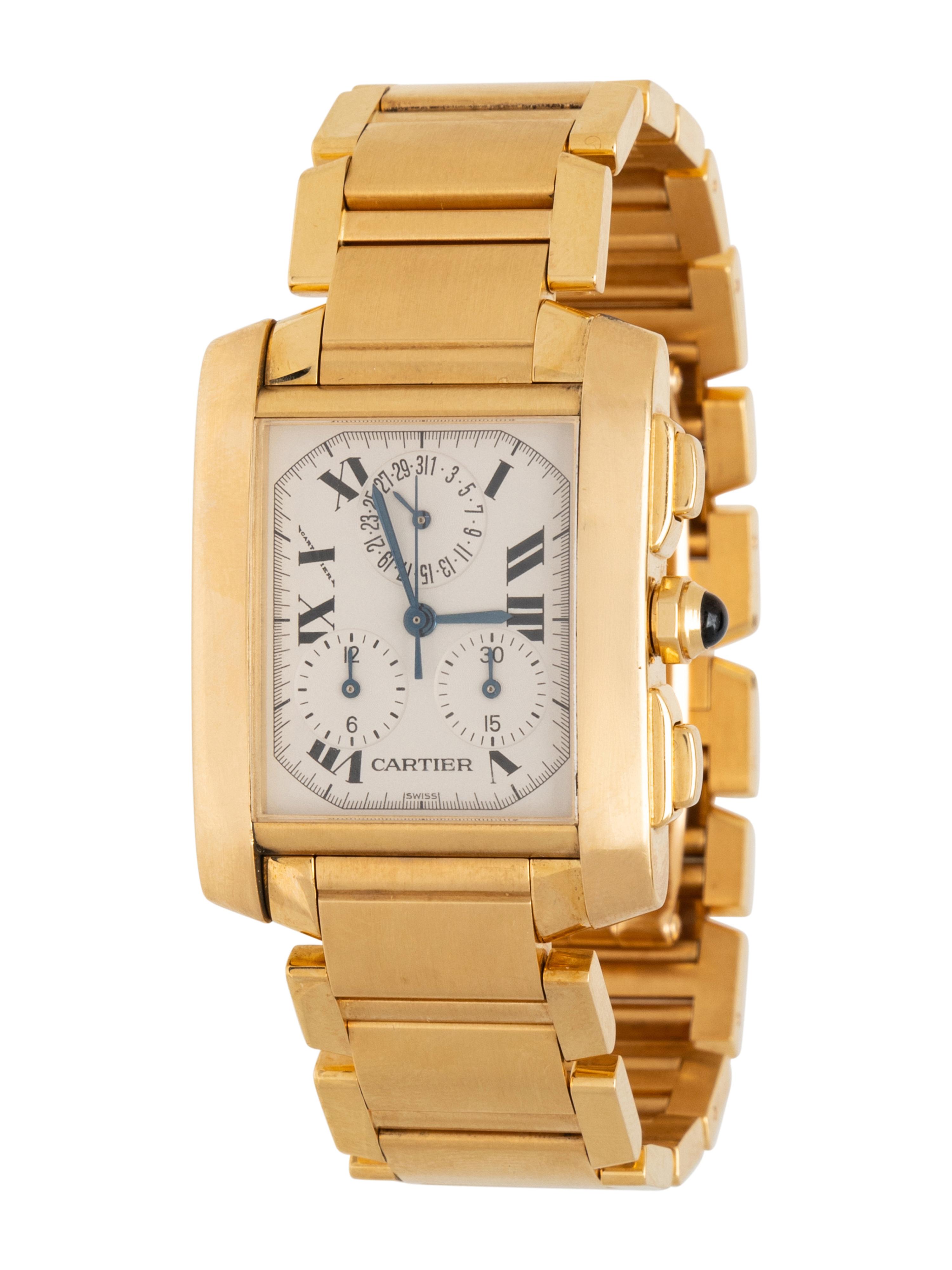 CARTIER, 18K YELLOW GOLD 'TANK FRANCAISE' CHRONOGRAPH WATCH