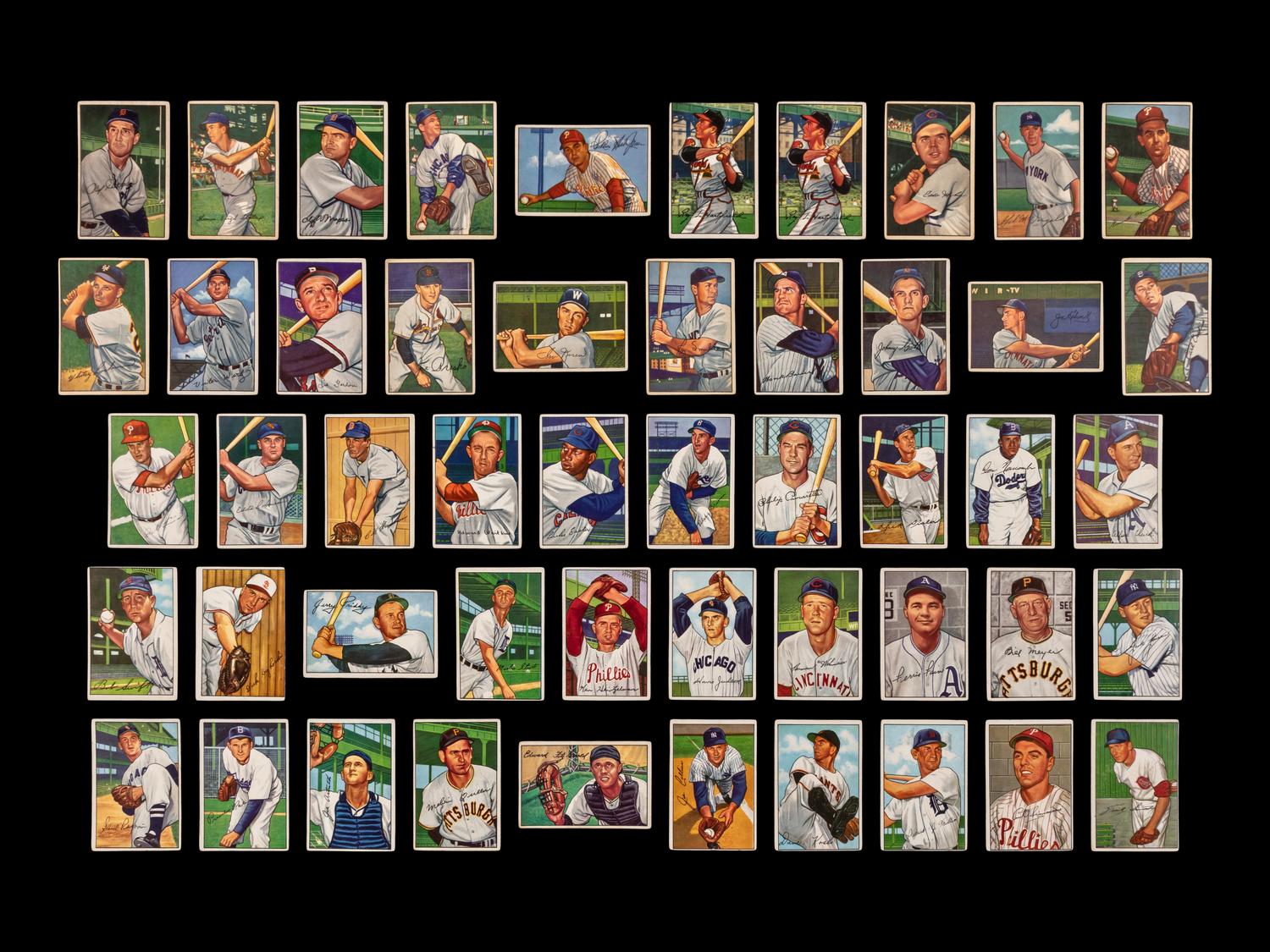 A Collection of 1952 Bowman Baseball Cards Including Notables and Hall of Famers (81)