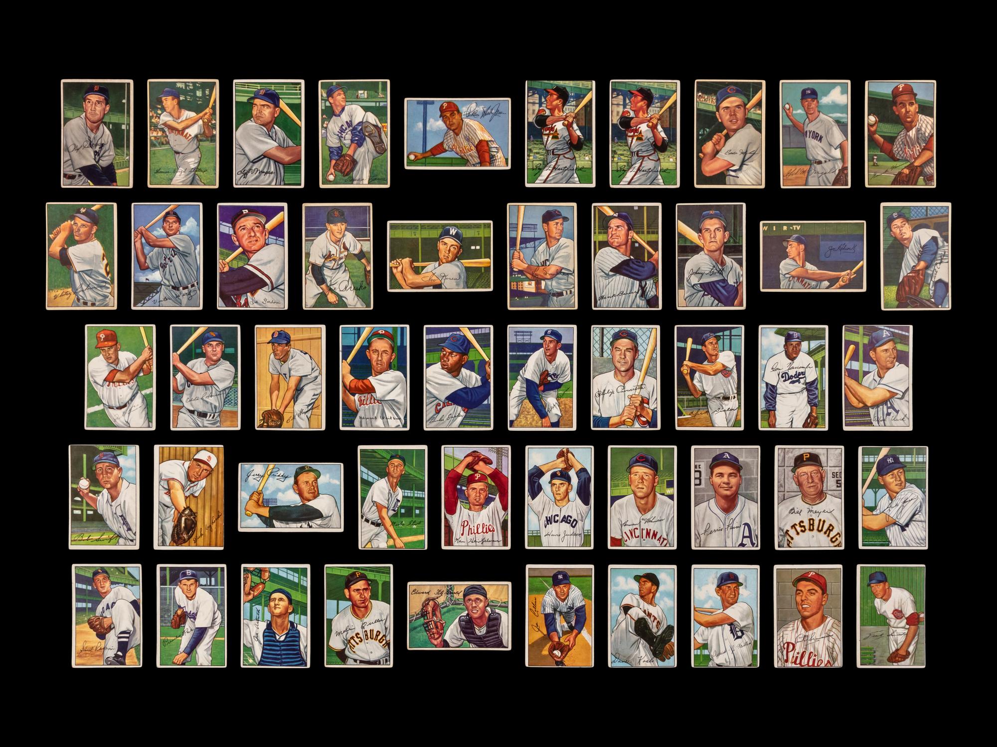 A Collection of 1952 Bowman Baseball Cards Including Notables and Hall of Famers (81)