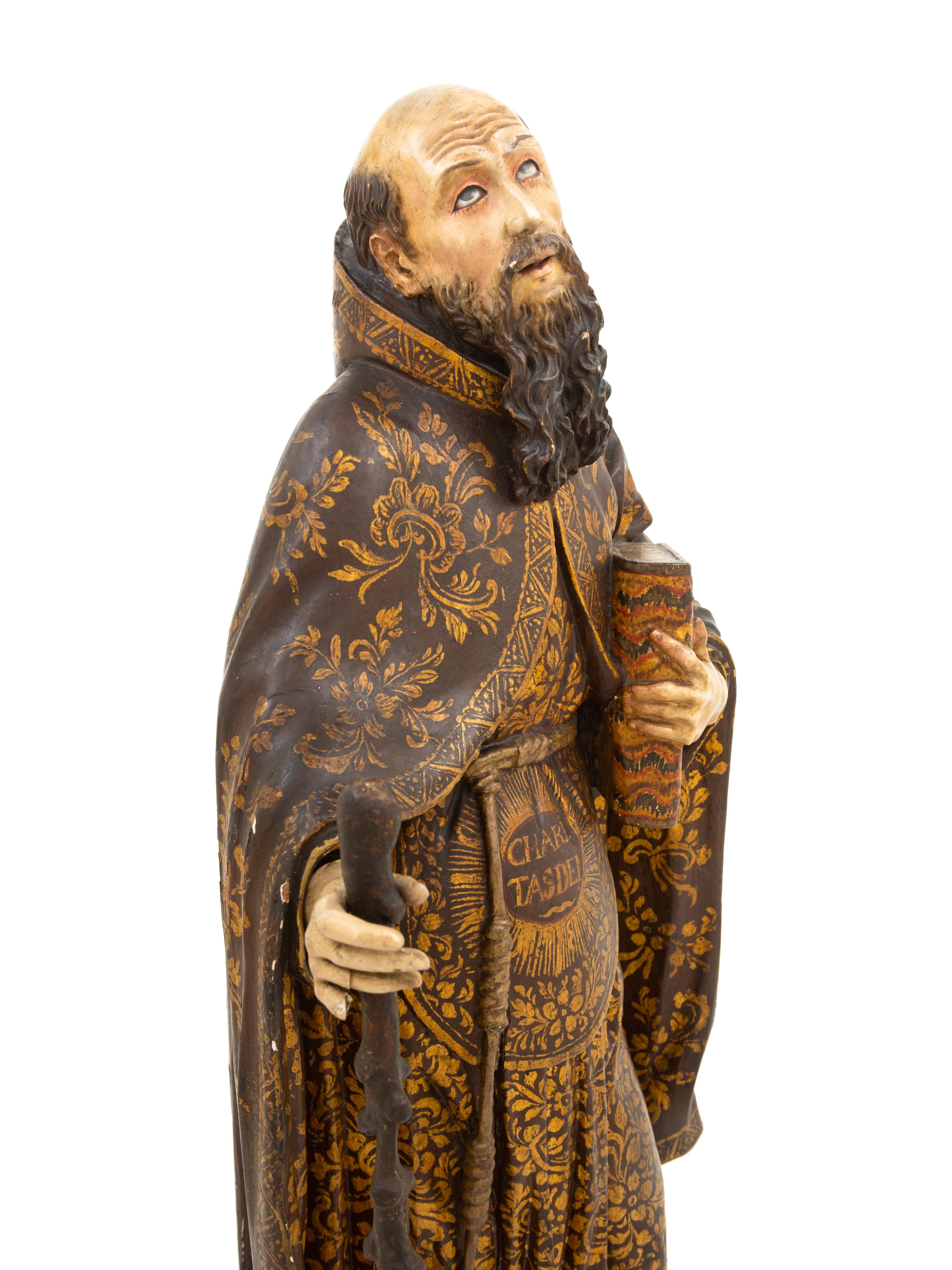 A Spanish Colonial Carved and Polychromed Figure of St. Anthony