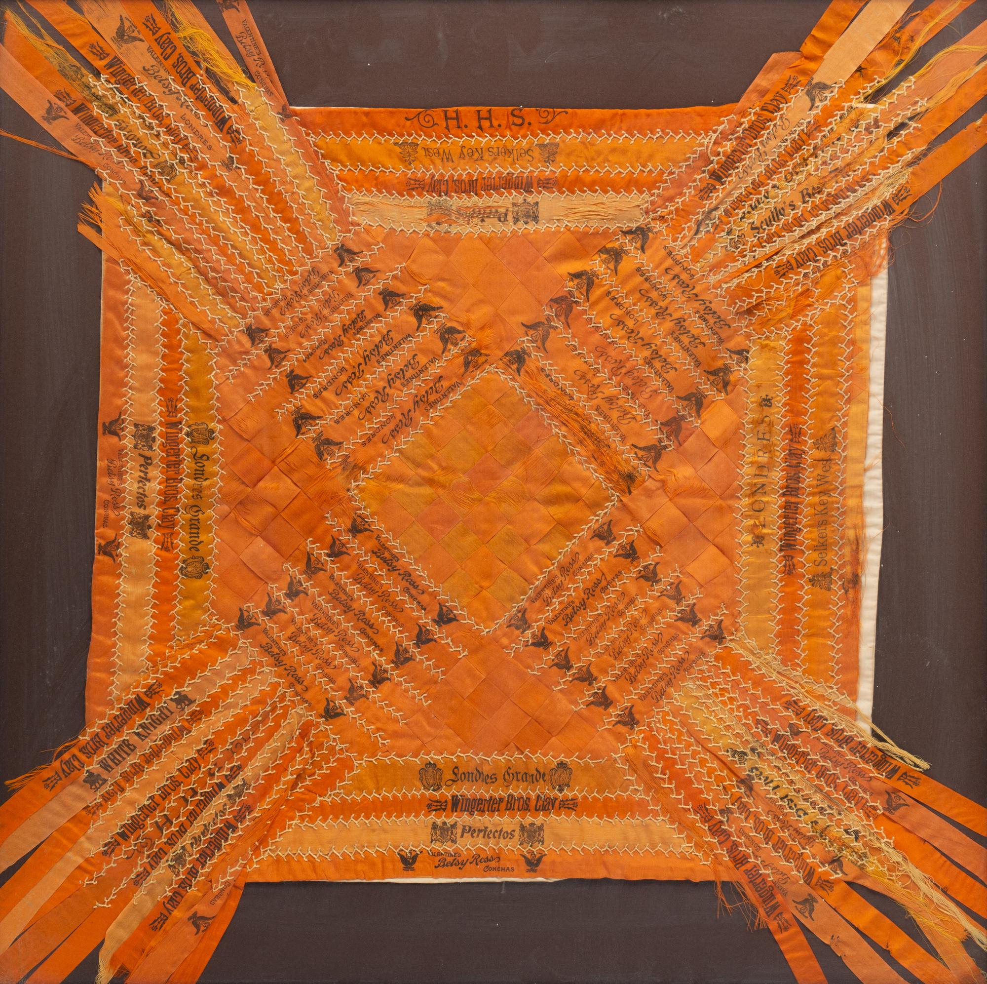 A Folk Art Silk Cigar Ribbon Display