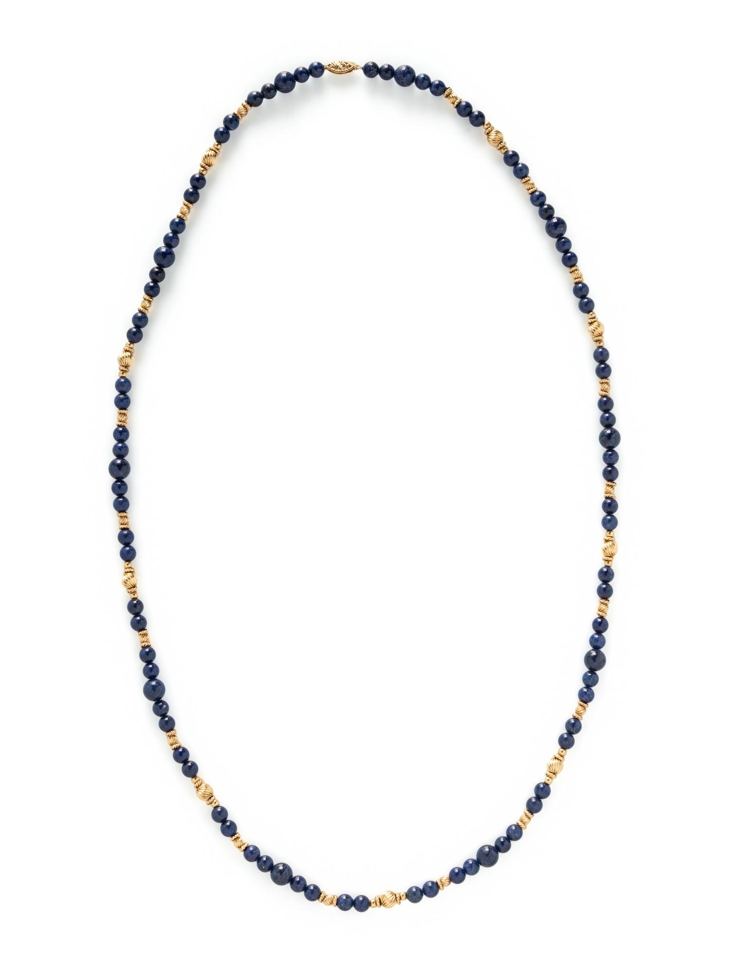 COLLECTION OF YELLOW GOLD AND MULTIGEM BEAD NECKLACES