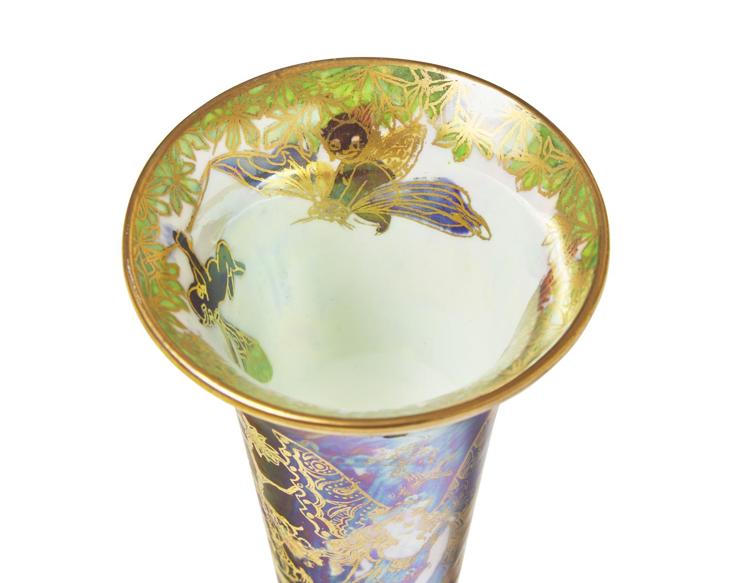 A Wedgwood Fairyland Lustreware 'Butterfly Woman' Footed Vase