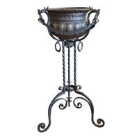A Hammered Copper and Iron Planter 21" W x 21" D x 39" H — Italy, 20th Century