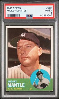 A 1963 Topps Mickey Mantle Baseball Card No. 200 (PSA 4 VG-EX)