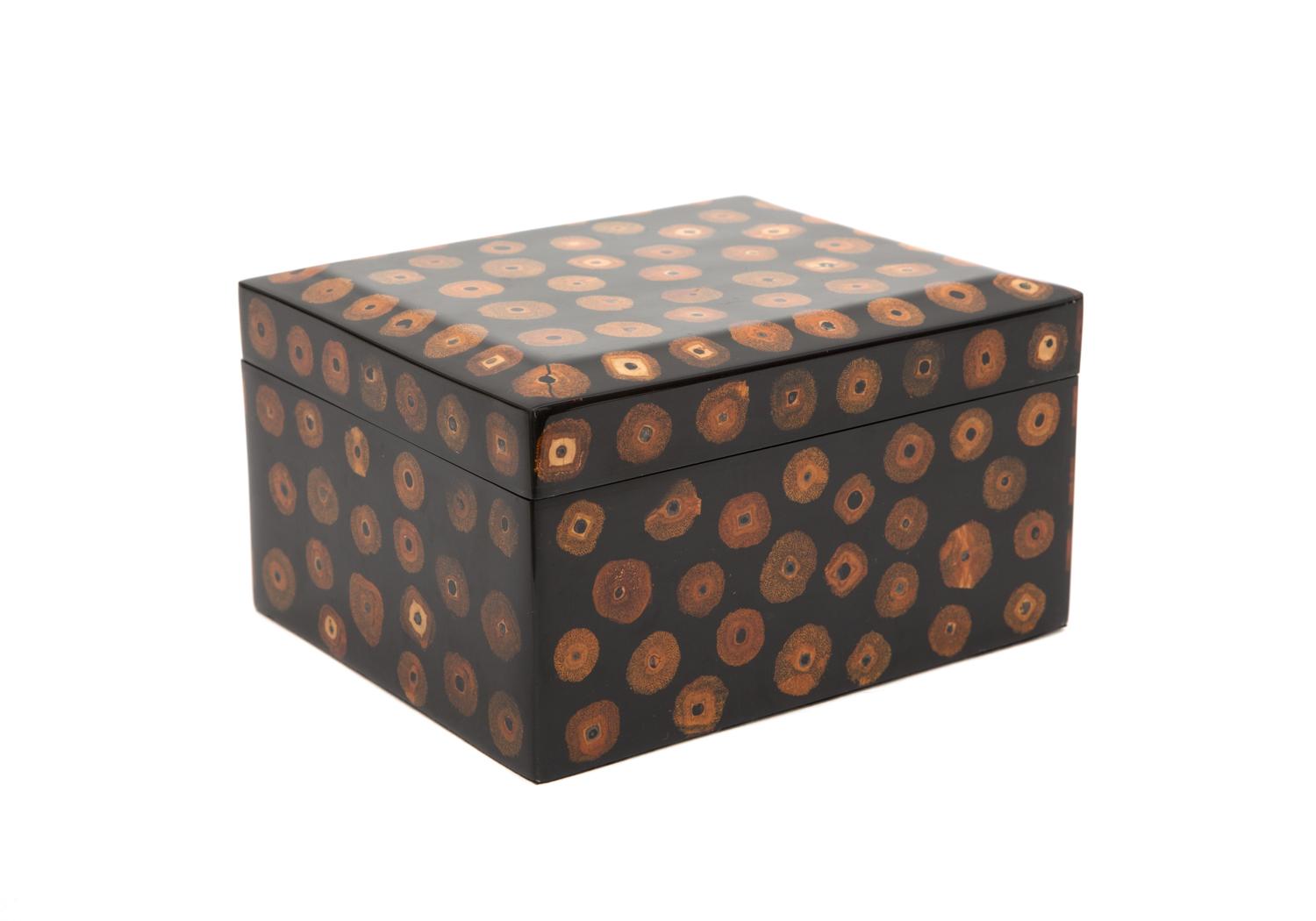 A Black Lacquer Hinge Top Box Length 8 inches. — 20TH CENTURY