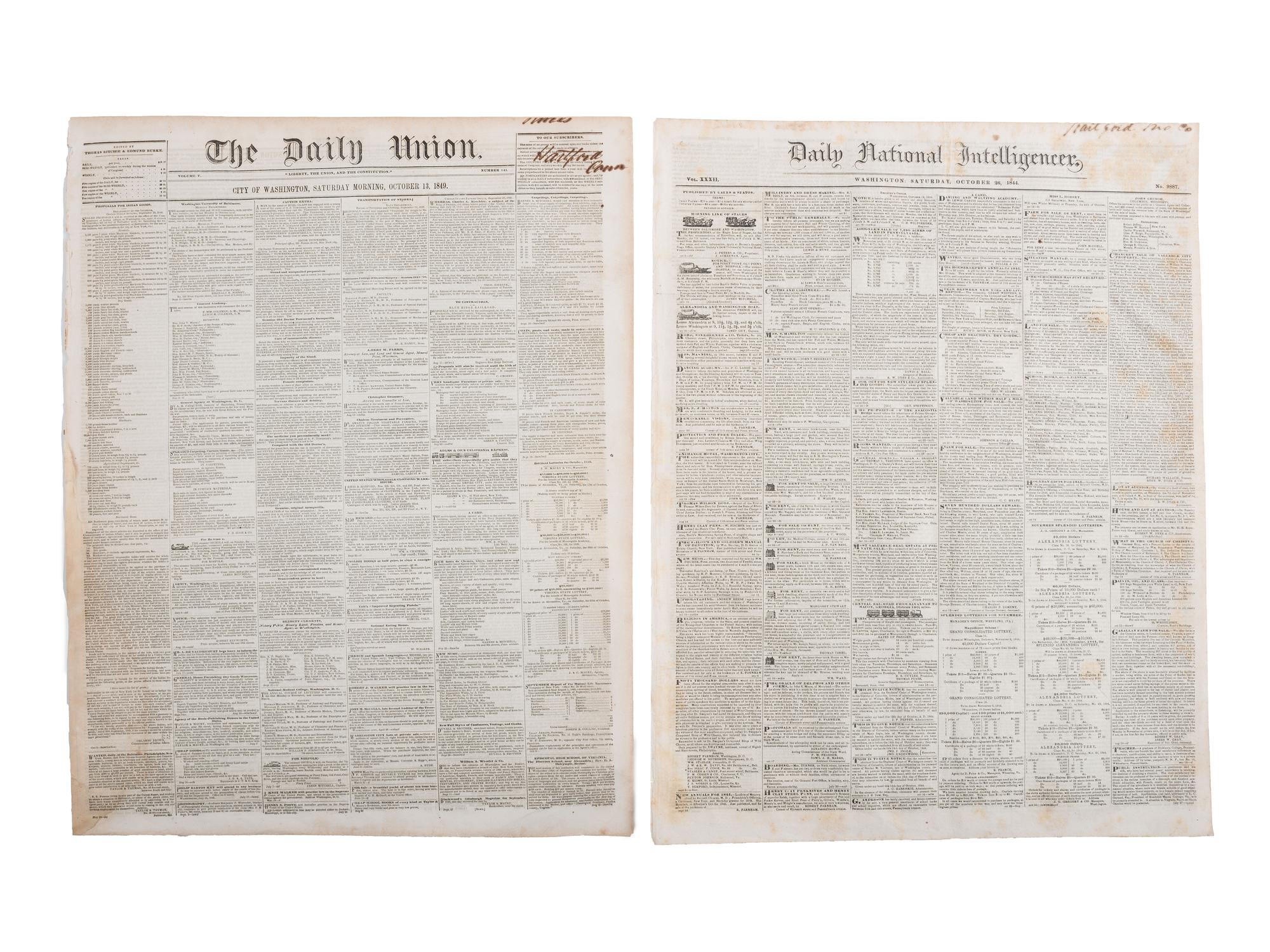 [SLAVERY & ABOLITION]. A group of 12 pre-Civil War newspapers with advertisements for for self-emancipated freedom seekers, comprising: