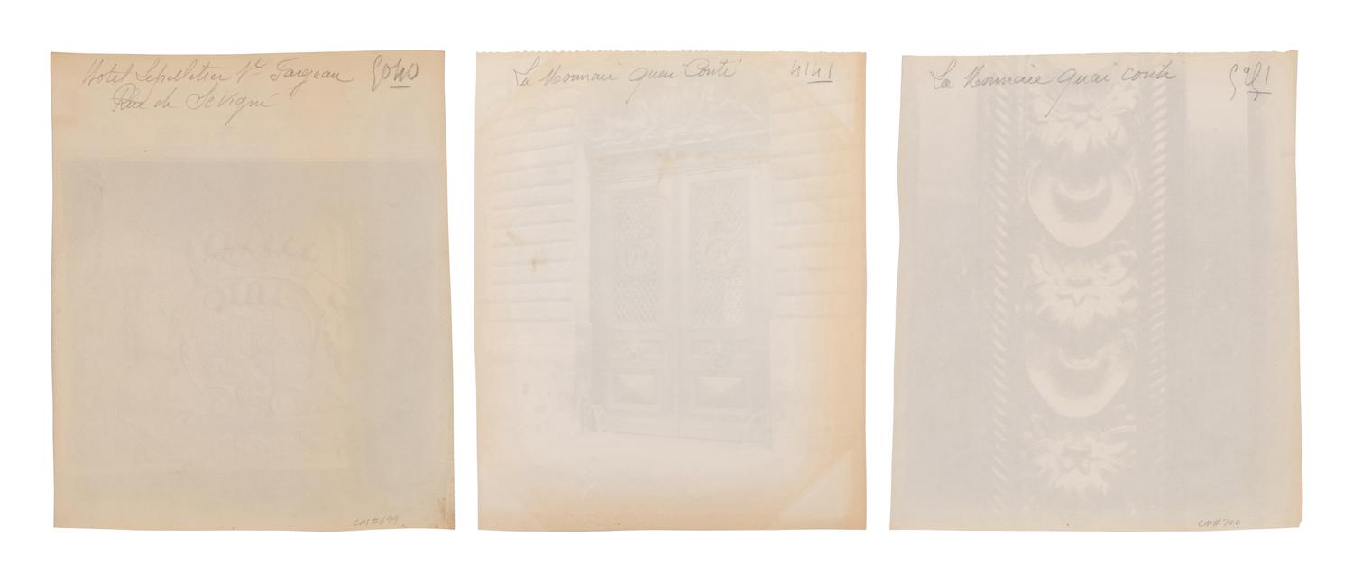 A group of three photographs ( La Monnaie, quai Conti, 1900; Hôtel Lepelletier Saint Fargeau, rue de Sévigné , 1905; La Monnaie, quai Conti, 1905-1906)