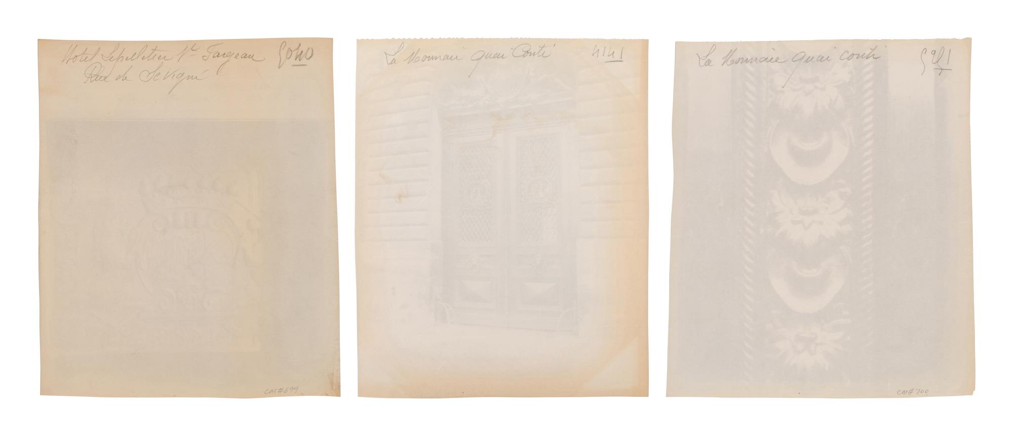 A group of three photographs ( La Monnaie, quai Conti, 1900; Hôtel Lepelletier Saint Fargeau, rue de Sévigné , 1905; La Monnaie, quai Conti, 1905-1906)