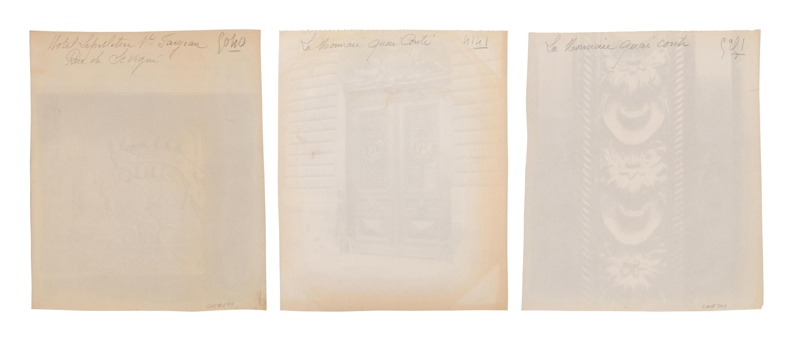 A group of three photographs ( La Monnaie, quai Conti, 1900; Hôtel Lepelletier Saint Fargeau, rue de Sévigné , 1905; La Monnaie, quai Conti, 1905-1906)