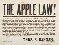 [CRIME & PUNISHMENT]. The Apple Law! [Pottsville, PA?].: Bannan & Ramsey, 7 August 1872.