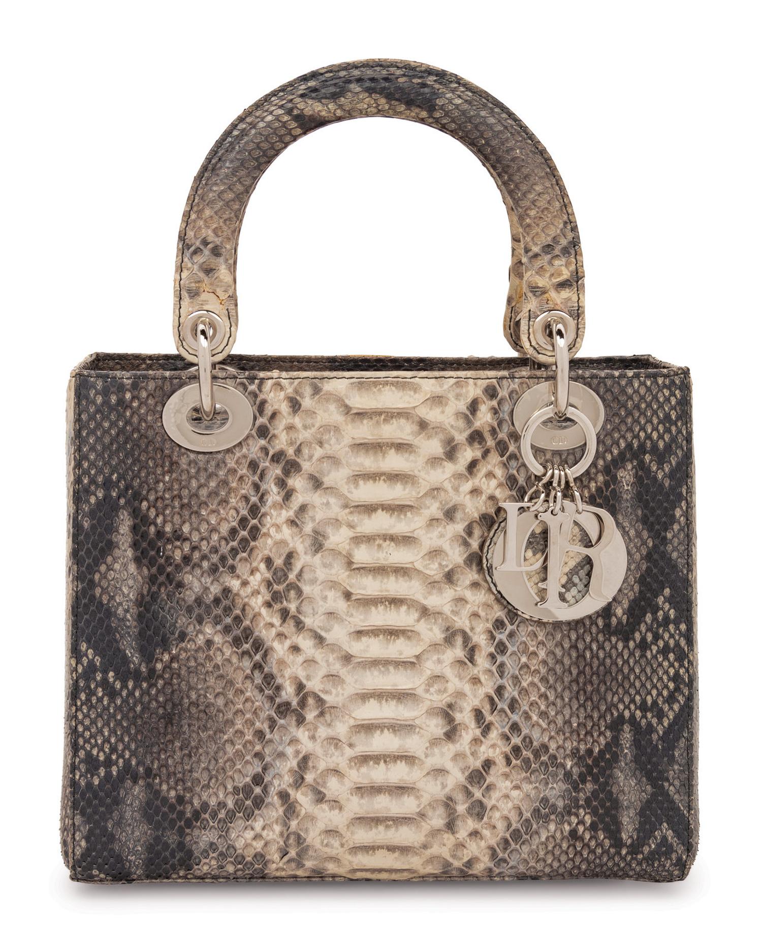 Christian Dior Gray Python Small Lady Dior Bag, 2009