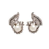 DIAMOND AND CULTURED PEARL EARRINGS