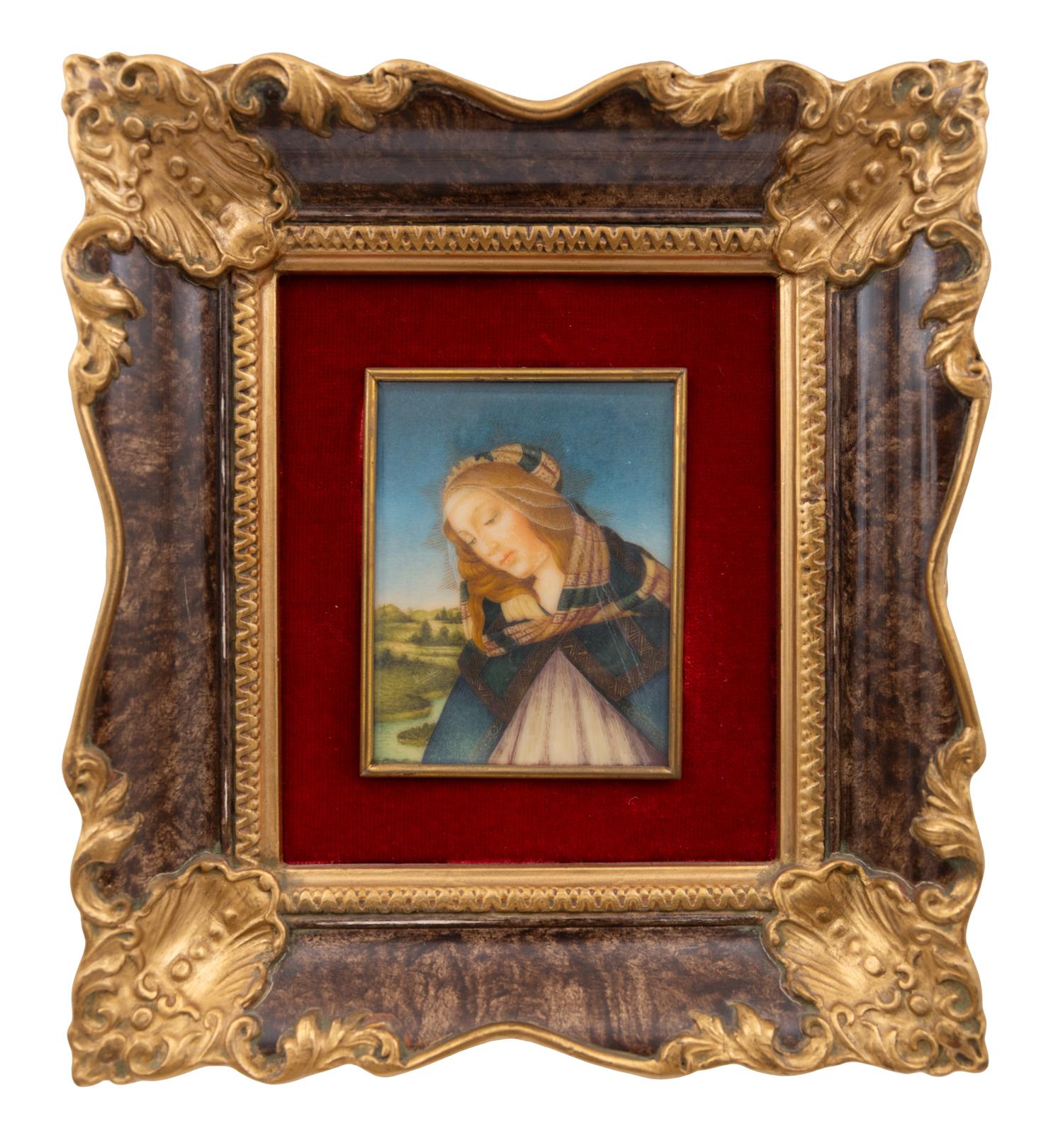 A Collection of Nine Framed Italian Miniature Portraits