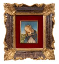 A Collection of Nine Framed Italian Miniature Portraits