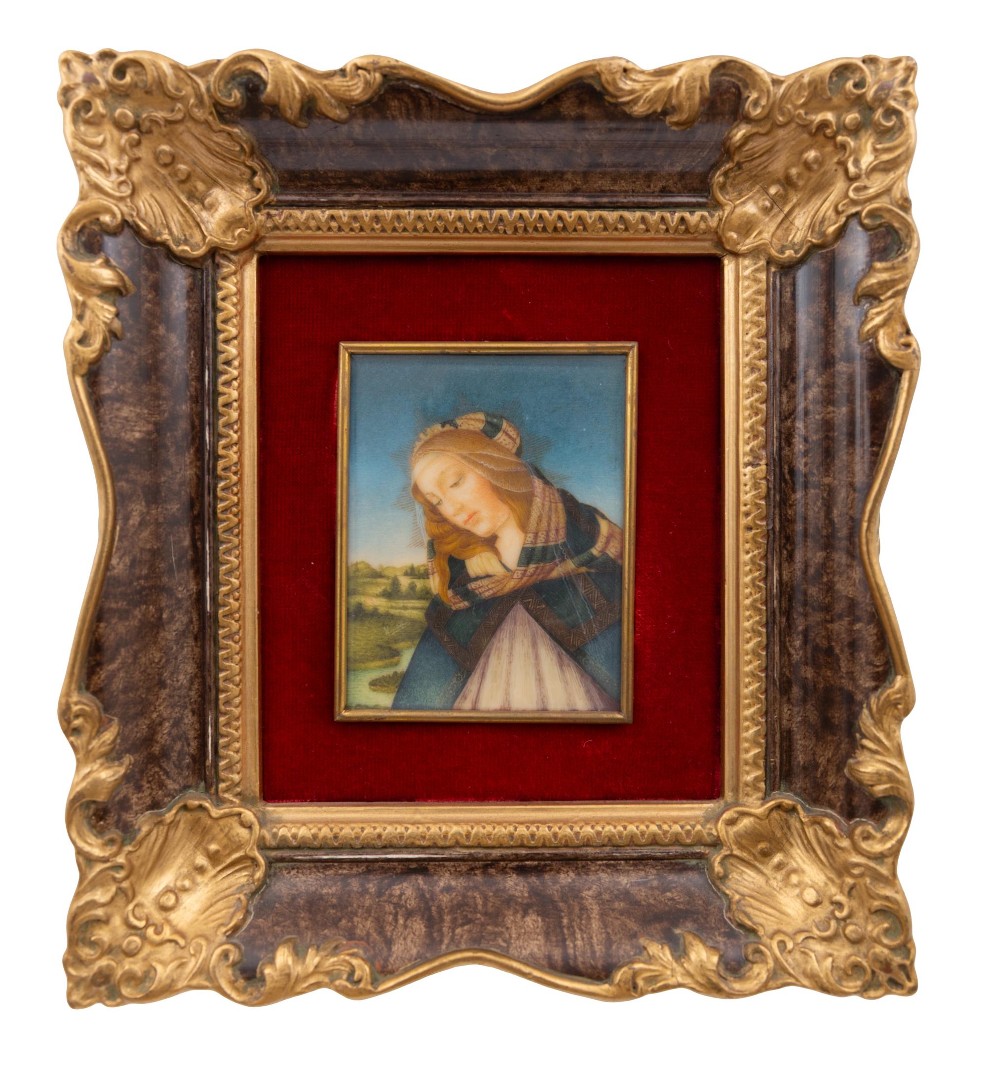A Collection of Nine Framed Italian Miniature Portraits