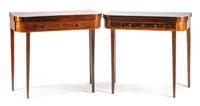 A Pair of George III Mahogany and Rosewood Flip-Top Tables Height 30 1/2 x width 33 1/2 x depth 17 inches. — LATE 18TH CENTURY