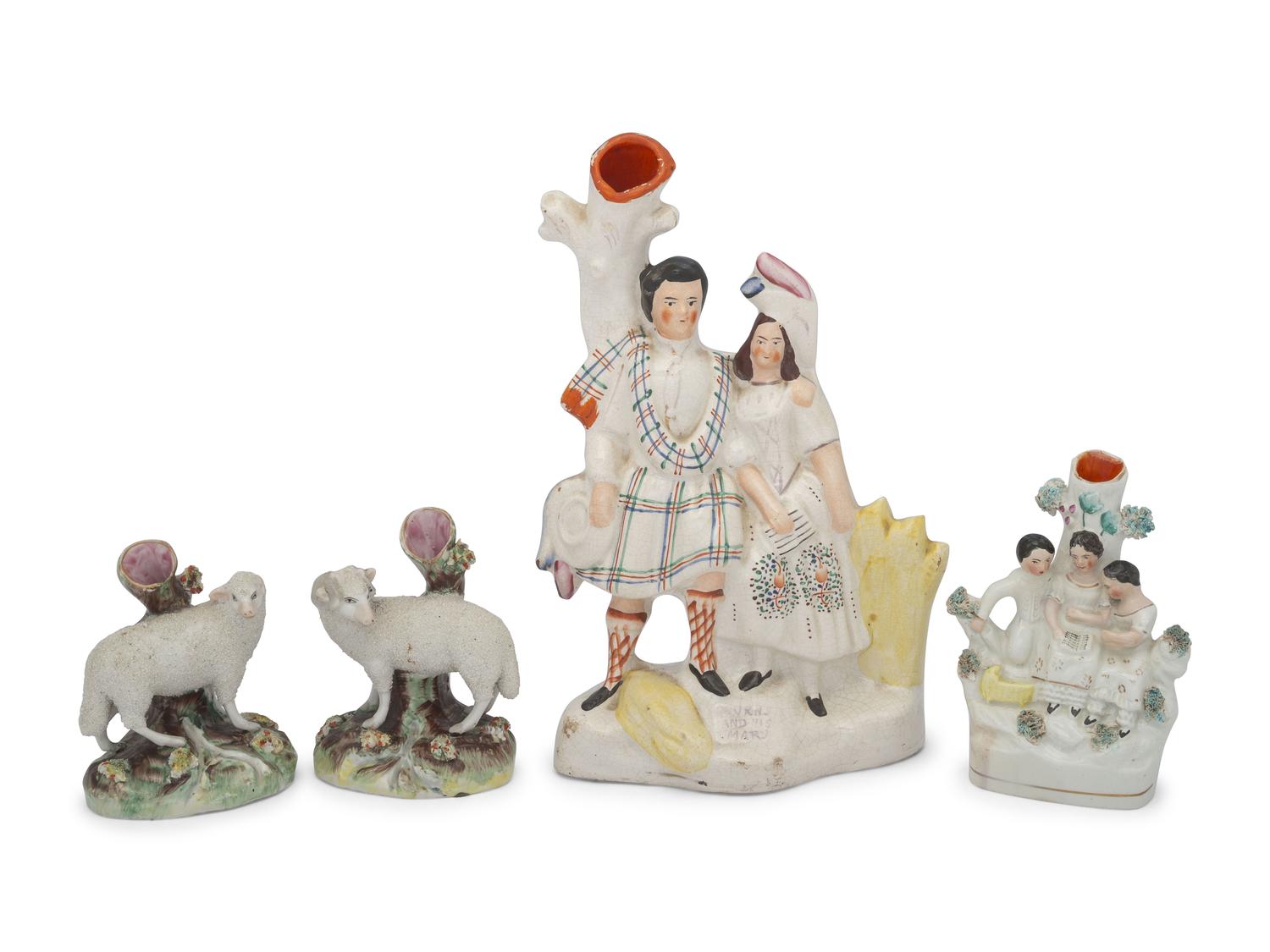 Four Staffordshire Spill Vases