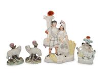 Four Staffordshire Spill Vases
