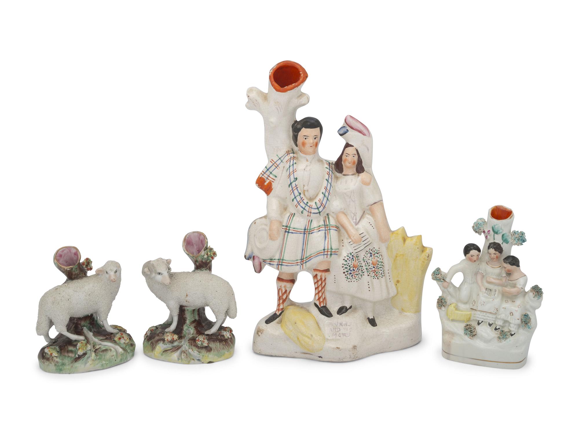 Four Staffordshire Spill Vases
