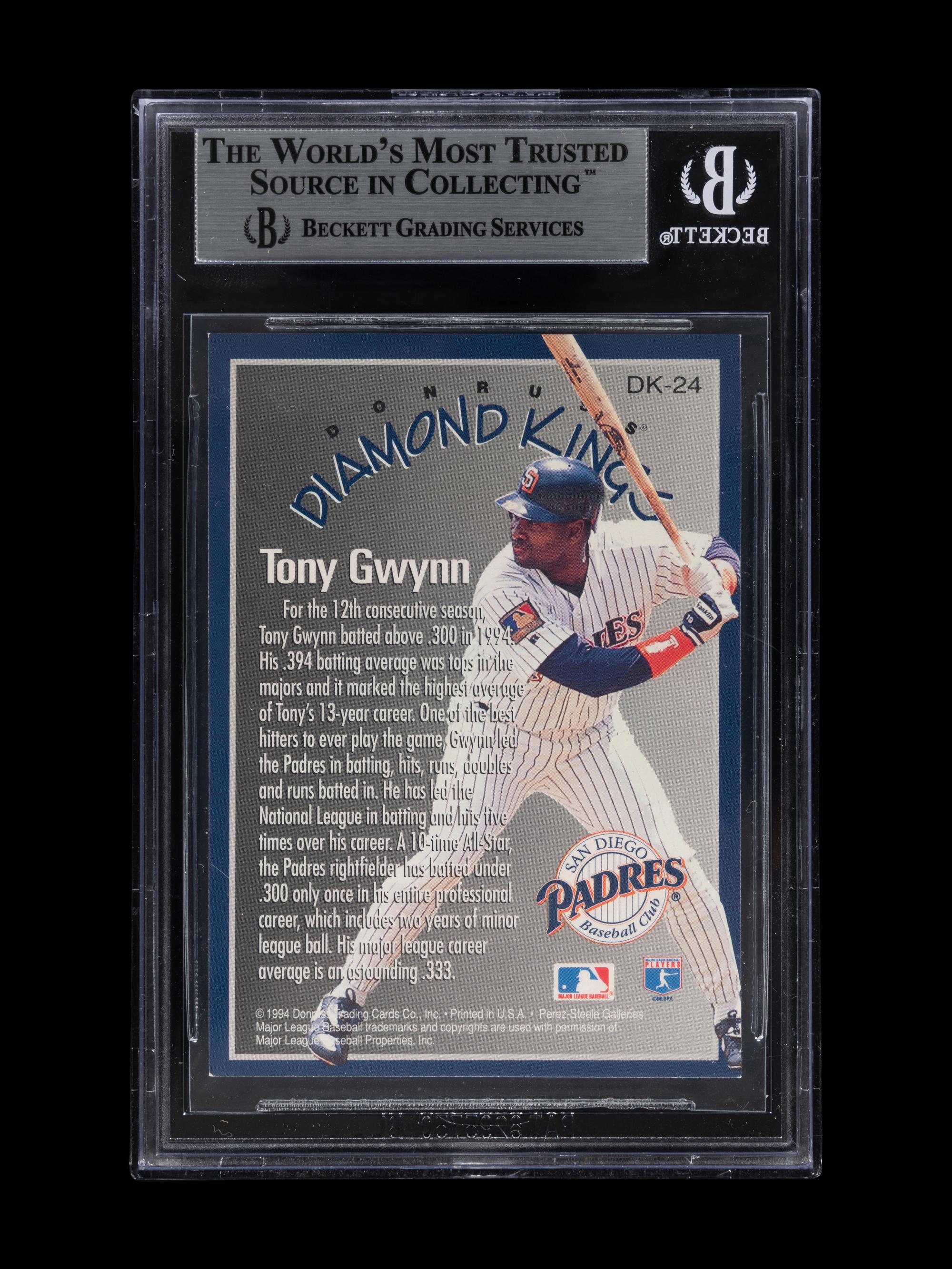 A 1995 Donruss Diamond Kings Tony Gwynn Signed Autograph Baseball Card No. DK-24 (Beckett Authentication Services BAS Certified)