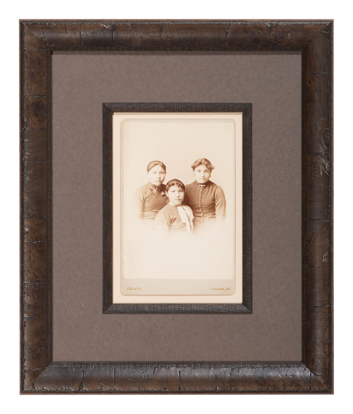 CHOATE, John N. (1848-1902), photographer. 3 cabinet cards featuring female students at Carlisle Indian School. Carlisle, PA, ca 1880s.