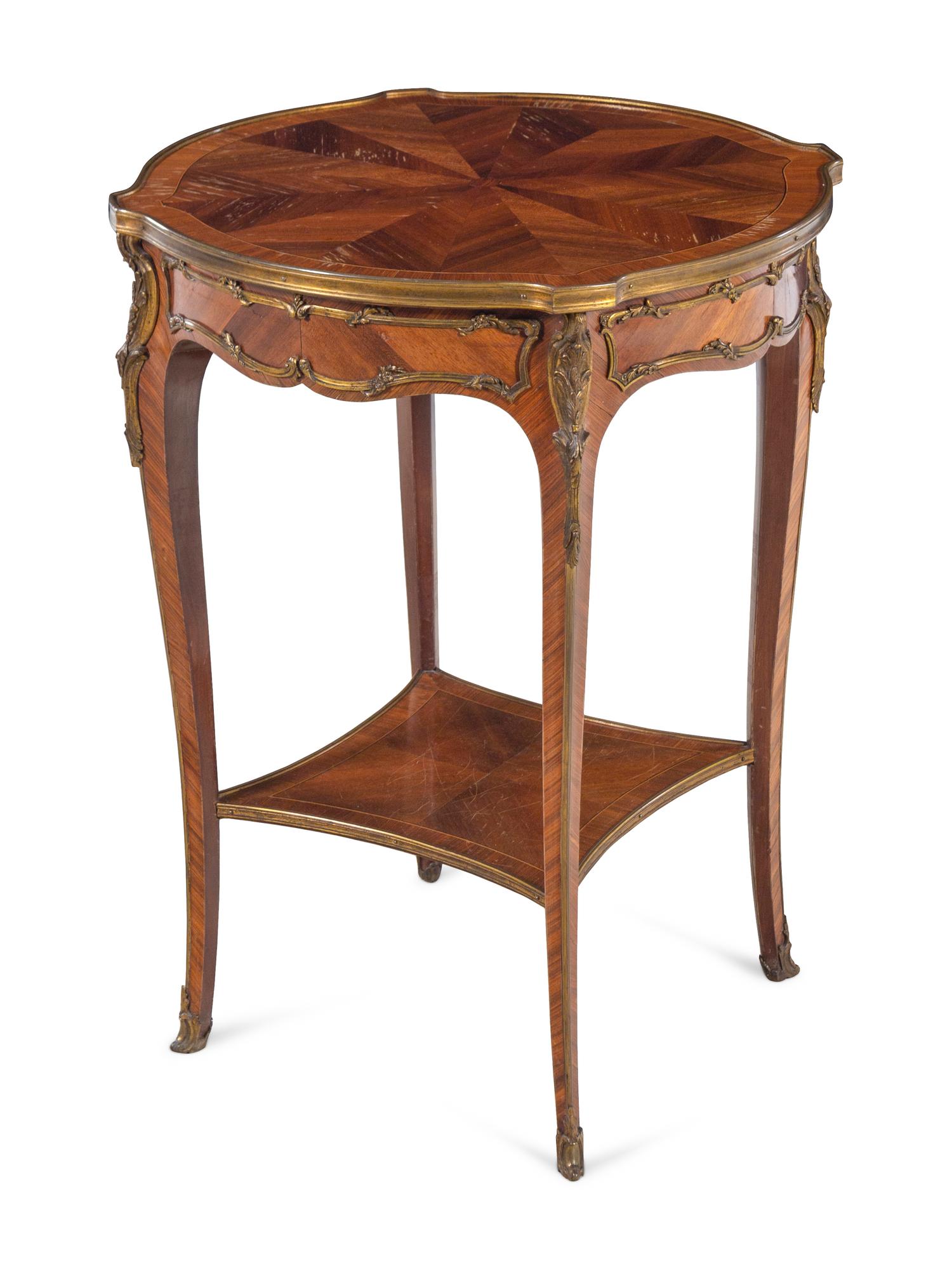 A Louis XV Style Gilt Bronze Mounted Kingwood Guéridon