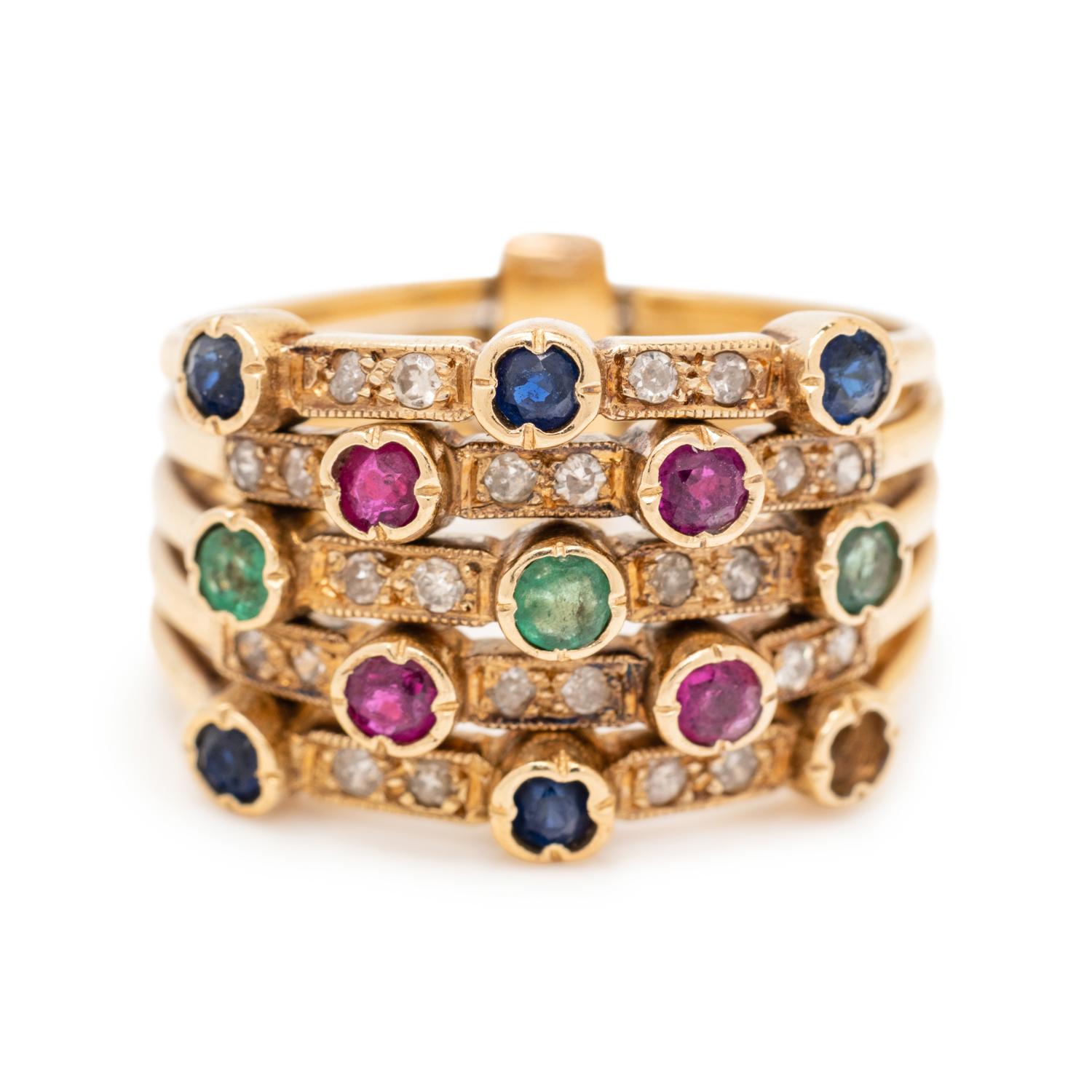 MULTIGEM AND DIAMOND HAREM RING