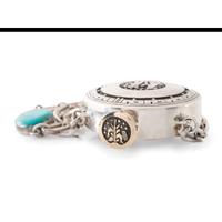 Sterling Silver Overlay Storyteller Canteen, with 14K Gold and Royston Turquoise Accents