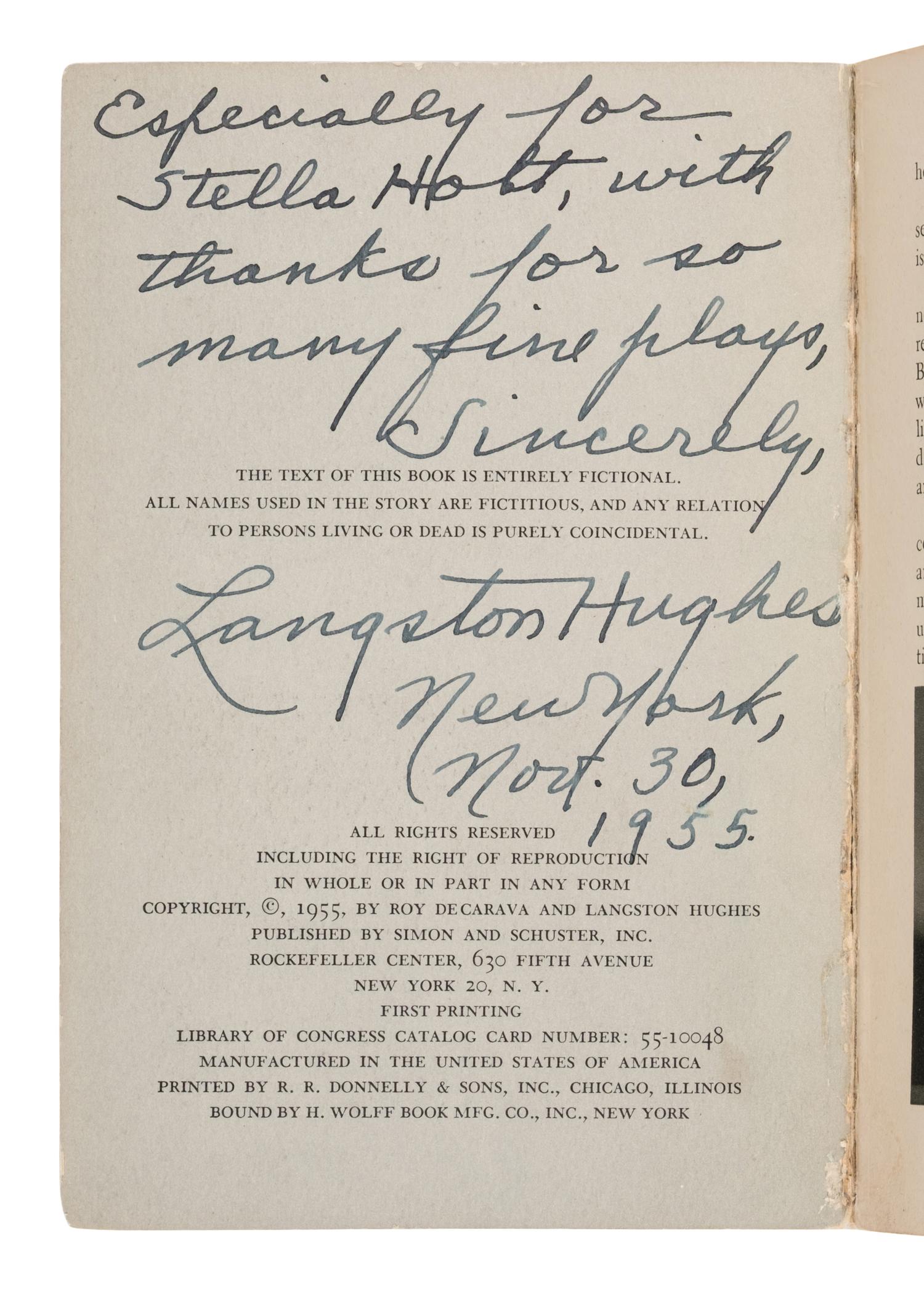 Hughes, Langston (1901-1967) and Roy DeCarava (1919-2009). The Sweet Flypaper of Life . New York: Simon and Schuster, 1955.