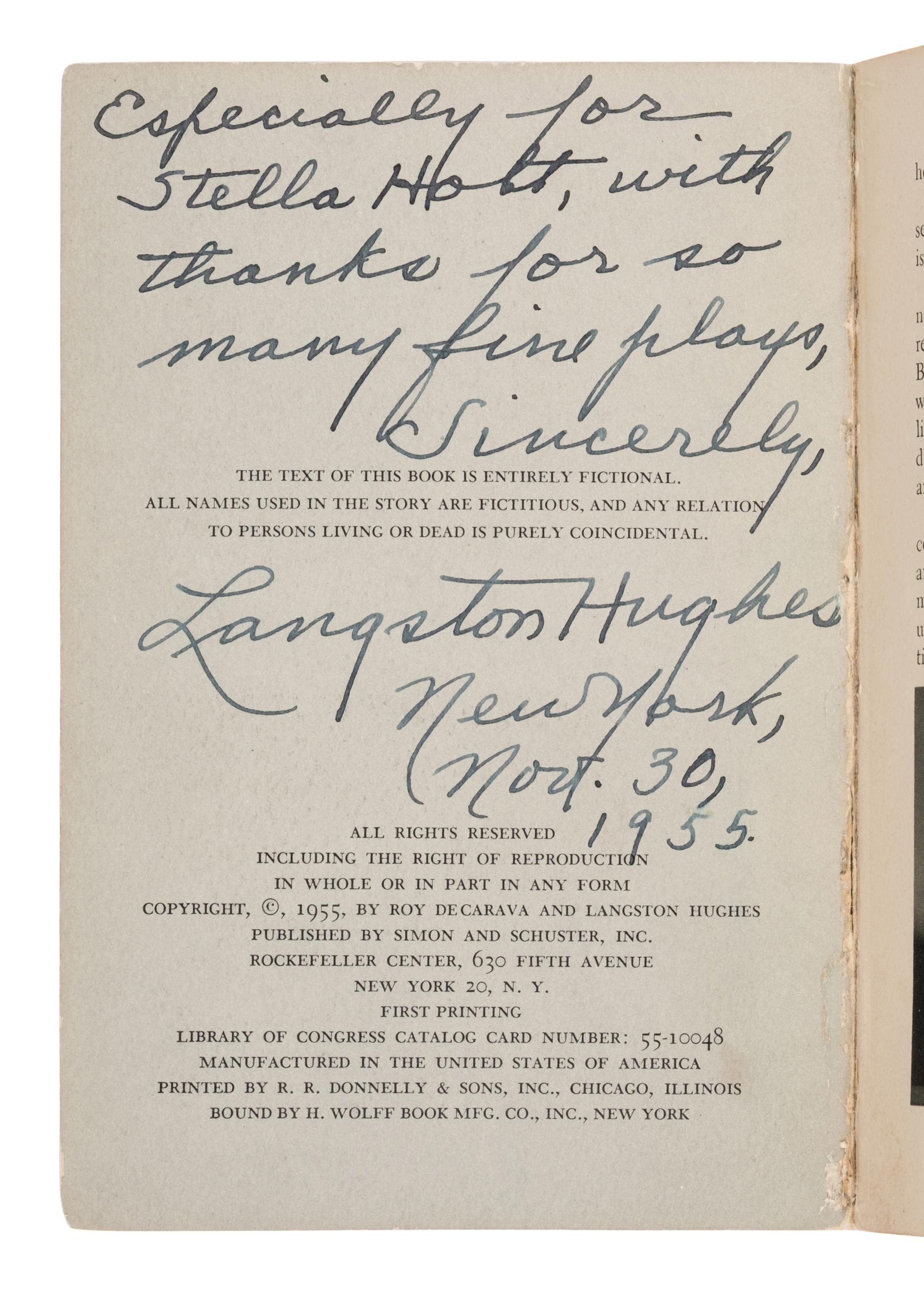 Hughes, Langston (1901-1967) and Roy DeCarava (1919-2009). The Sweet Flypaper of Life . New York: Simon and Schuster, 1955.