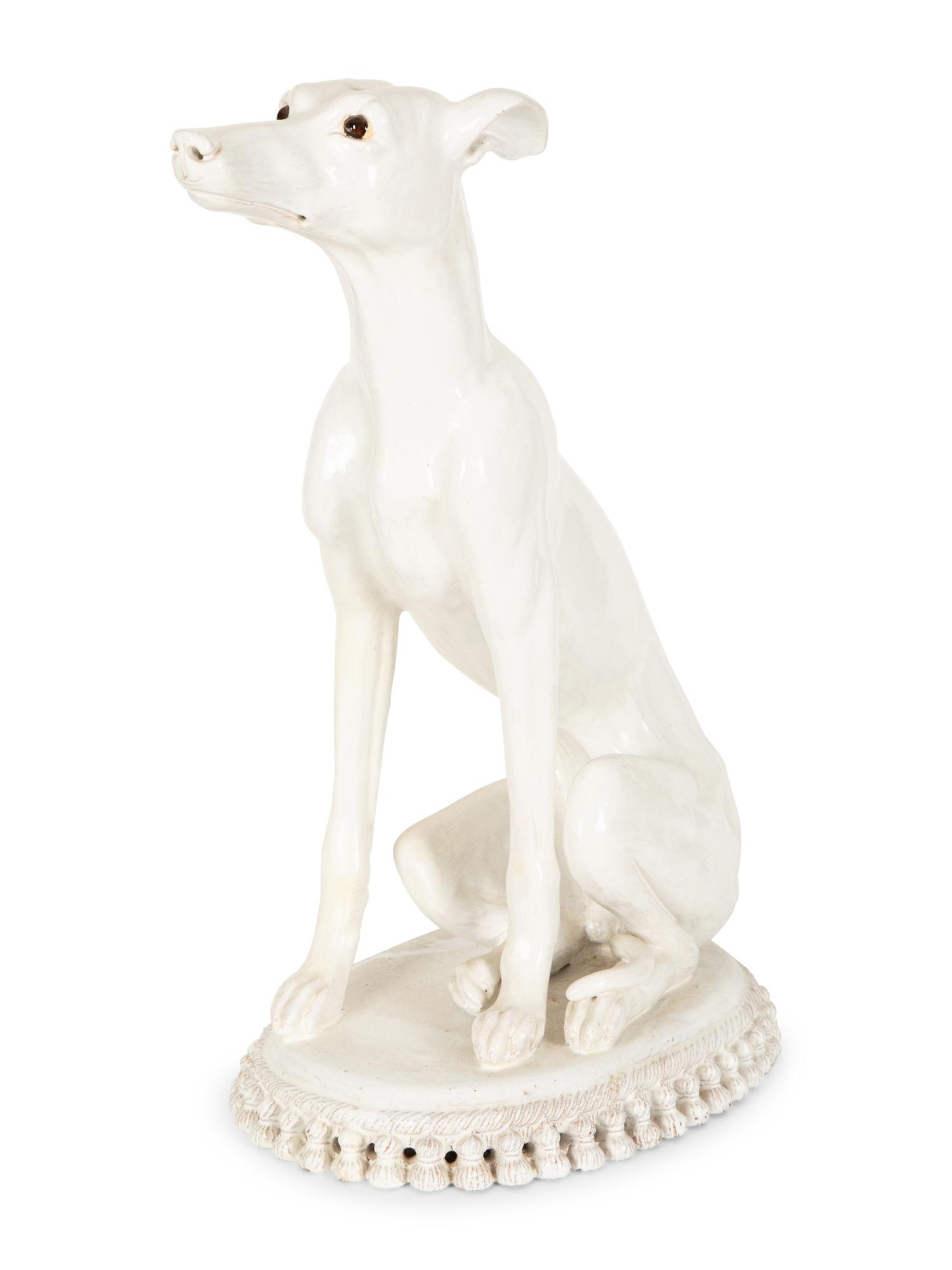 A Glazed Pottery Whippet Sculpture