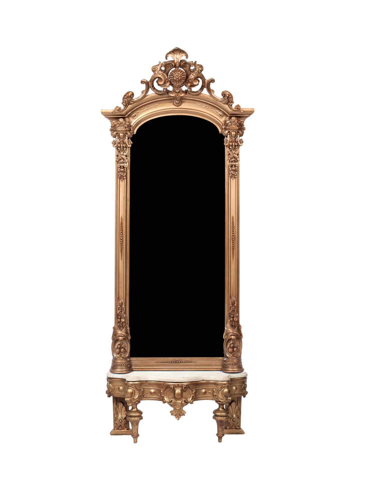 A Victorian Giltwood Pier Mirror Height 93 inches.