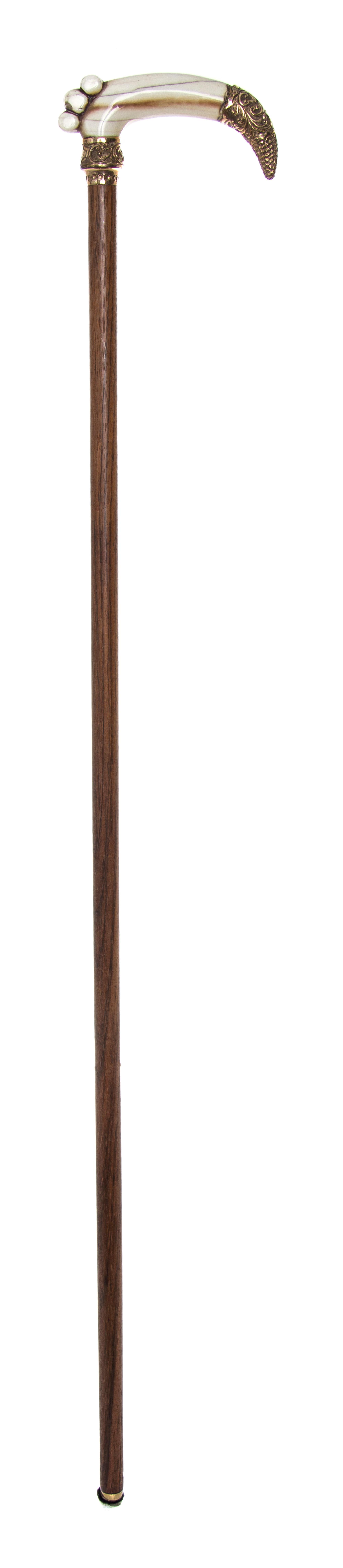 An American Ivory Handled Cane, Length of handle 5 x length overall 36 1/2 inches.