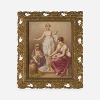 A Royal Vienna style painted porcelain plaque depicting The Fates late 19th / early 20th century